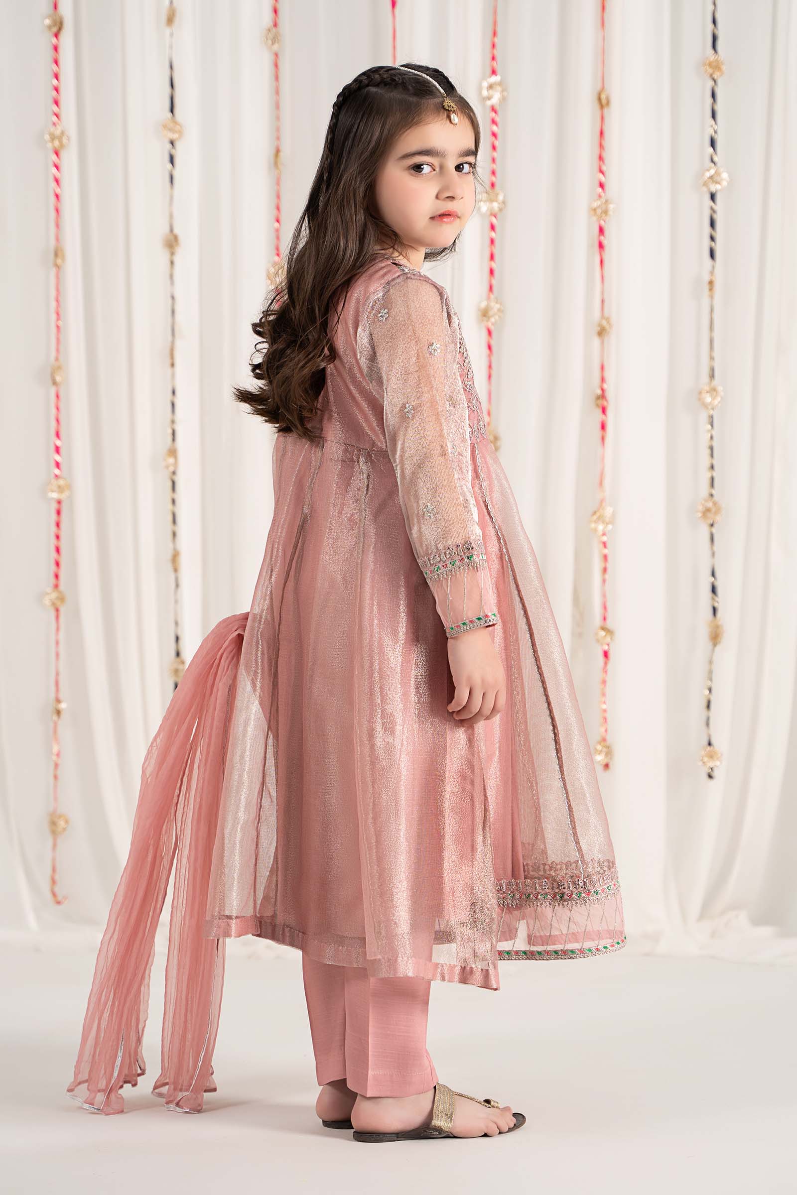 3 Piece Embroidered Zari Net Suit - Image 7