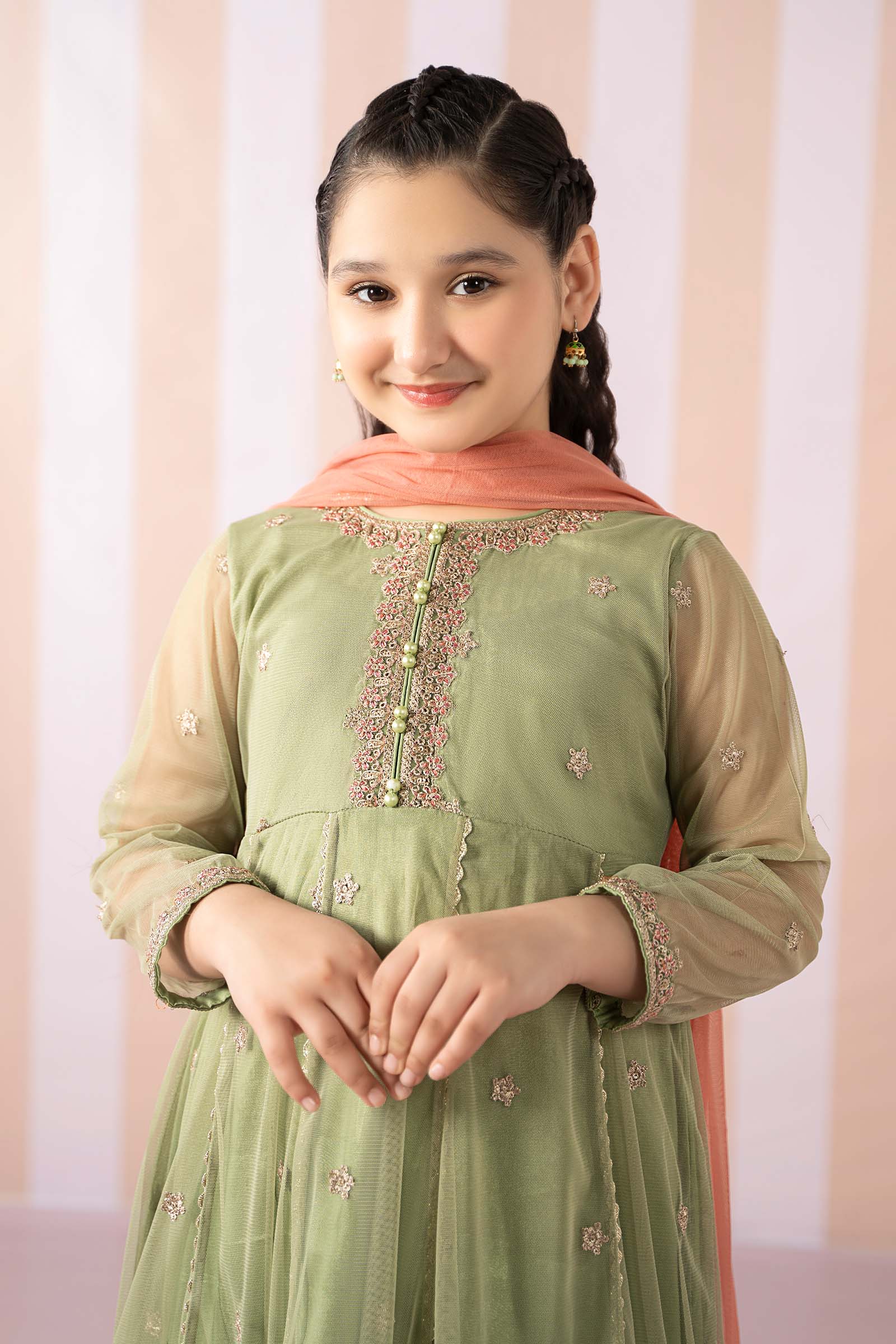3 Piece Embroidered Polyester Net Suit - Image 2