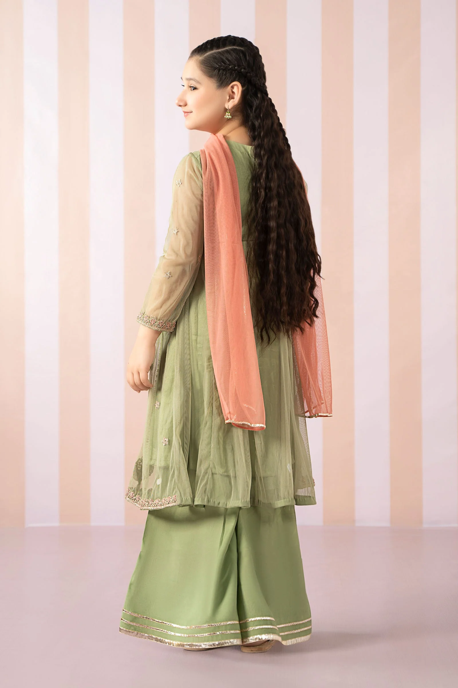 3 Piece Embroidered Polyester Net Suit - Image 5