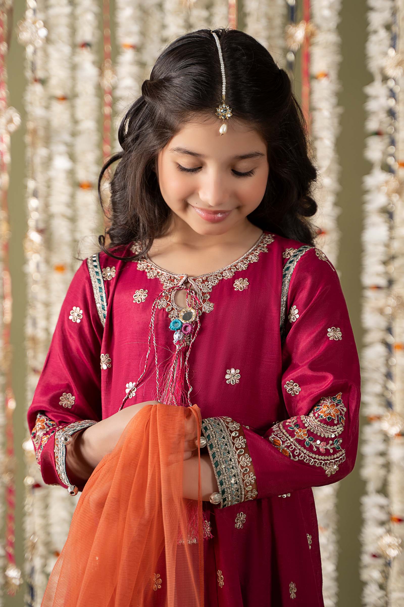 3 Piece Embroidered Raw Silk Suit - Image 2