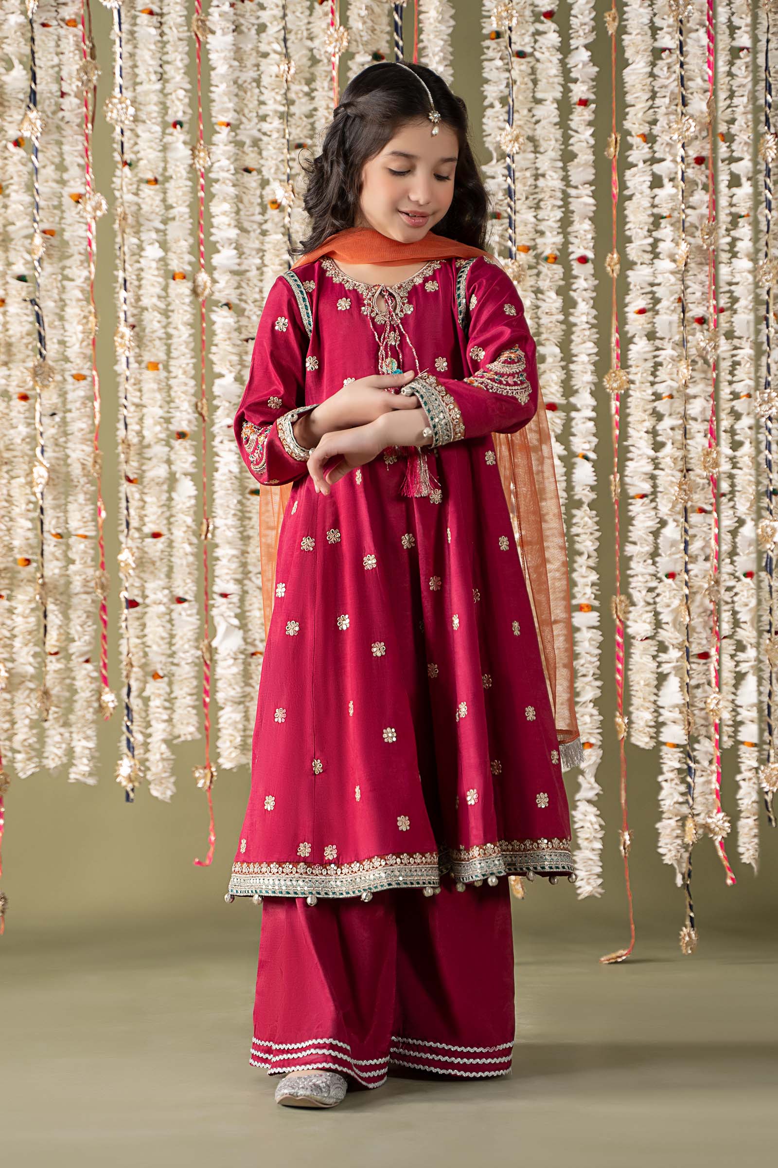 3 Piece Embroidered Raw Silk Suit - Image 3