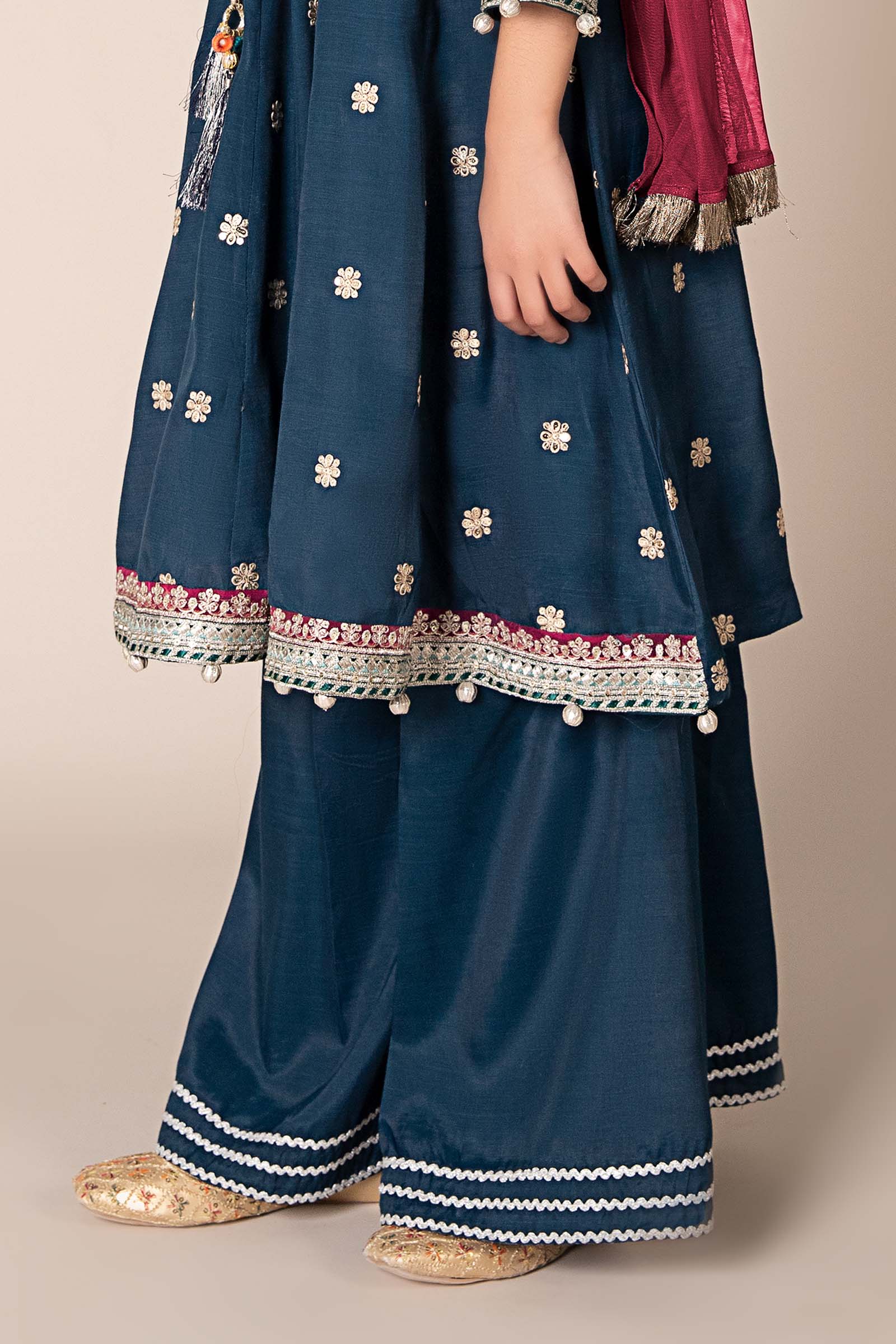 3 Piece Embroidered Raw Silk Suit - Image 3
