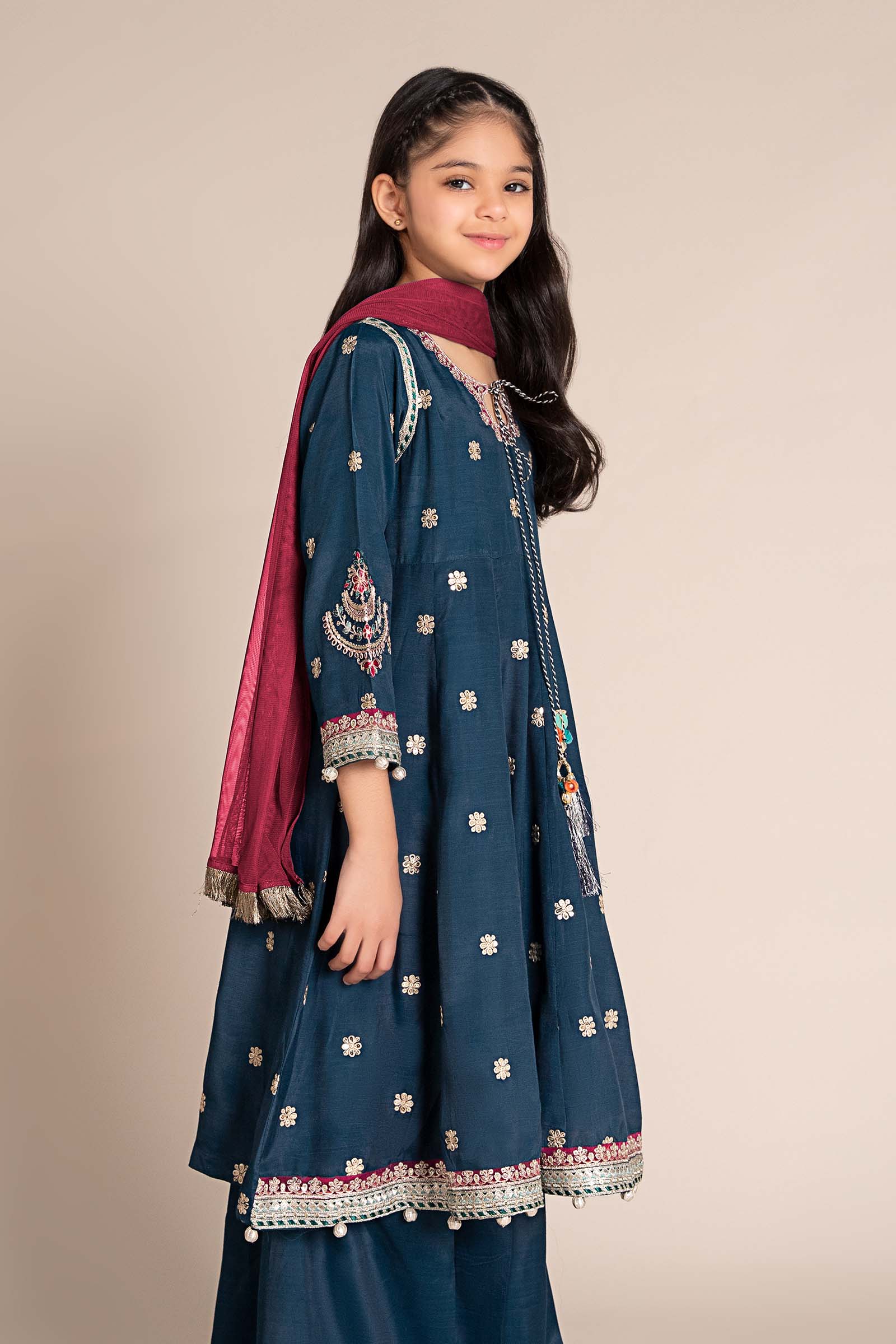 3 Piece Embroidered Raw Silk Suit - Image 5