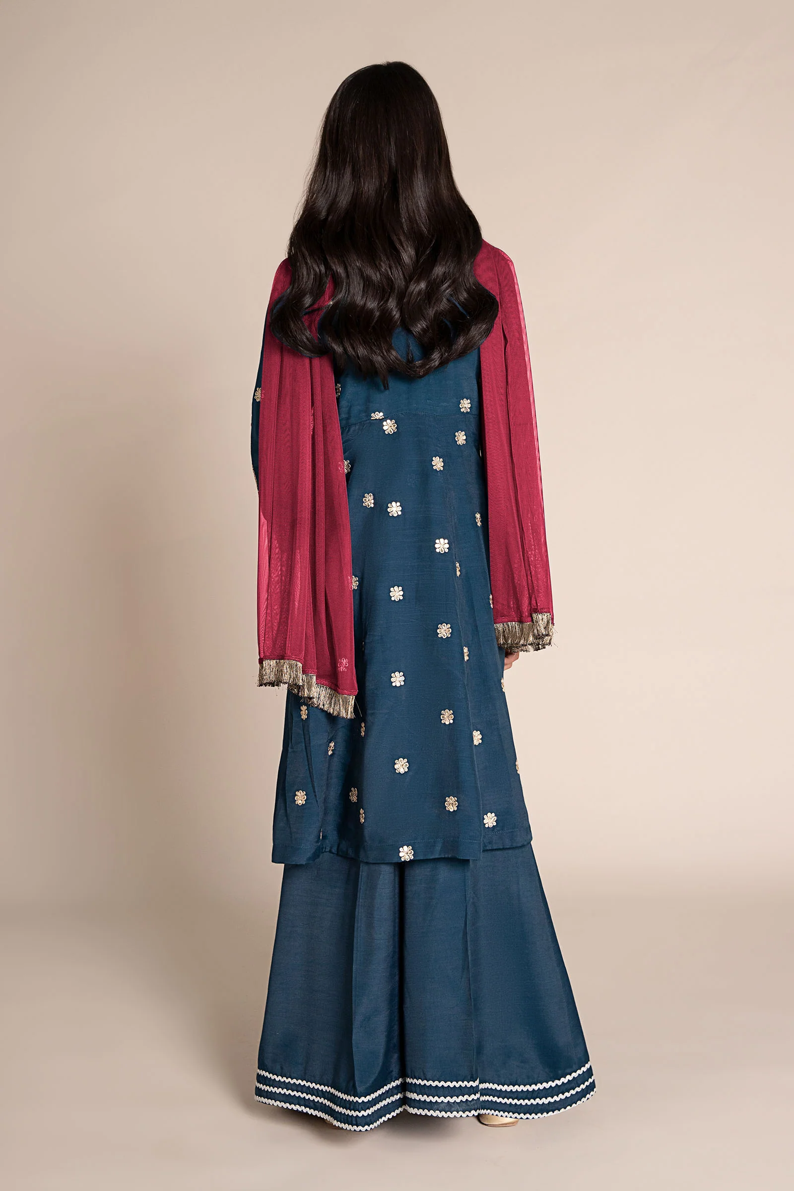 3 Piece Embroidered Raw Silk Suit - Image 6