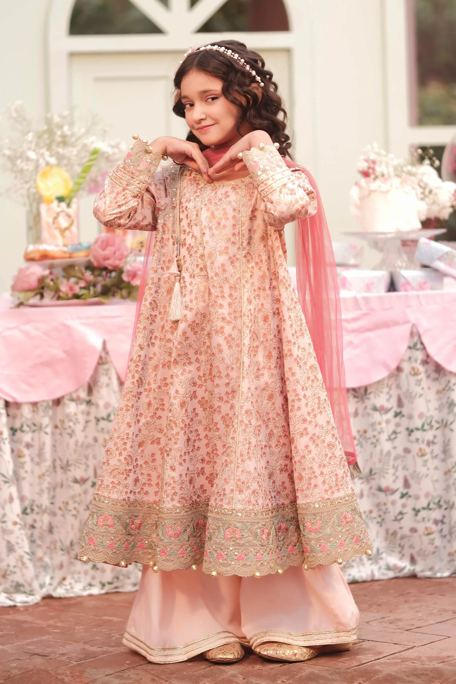 3 Piece Embroidered Cotton Satin Suit - Image 4