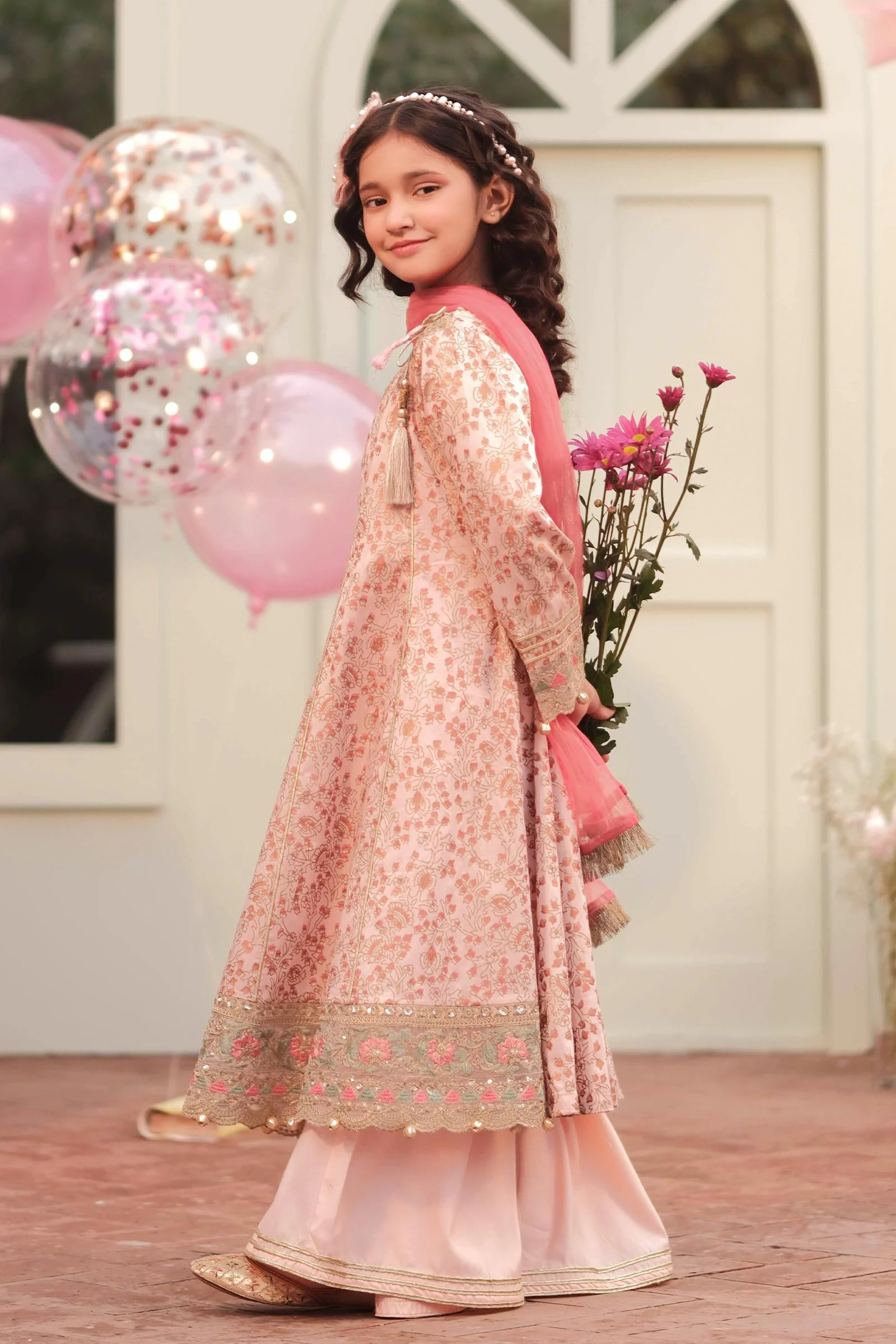 3 Piece Embroidered Cotton Satin Suit - Image 5