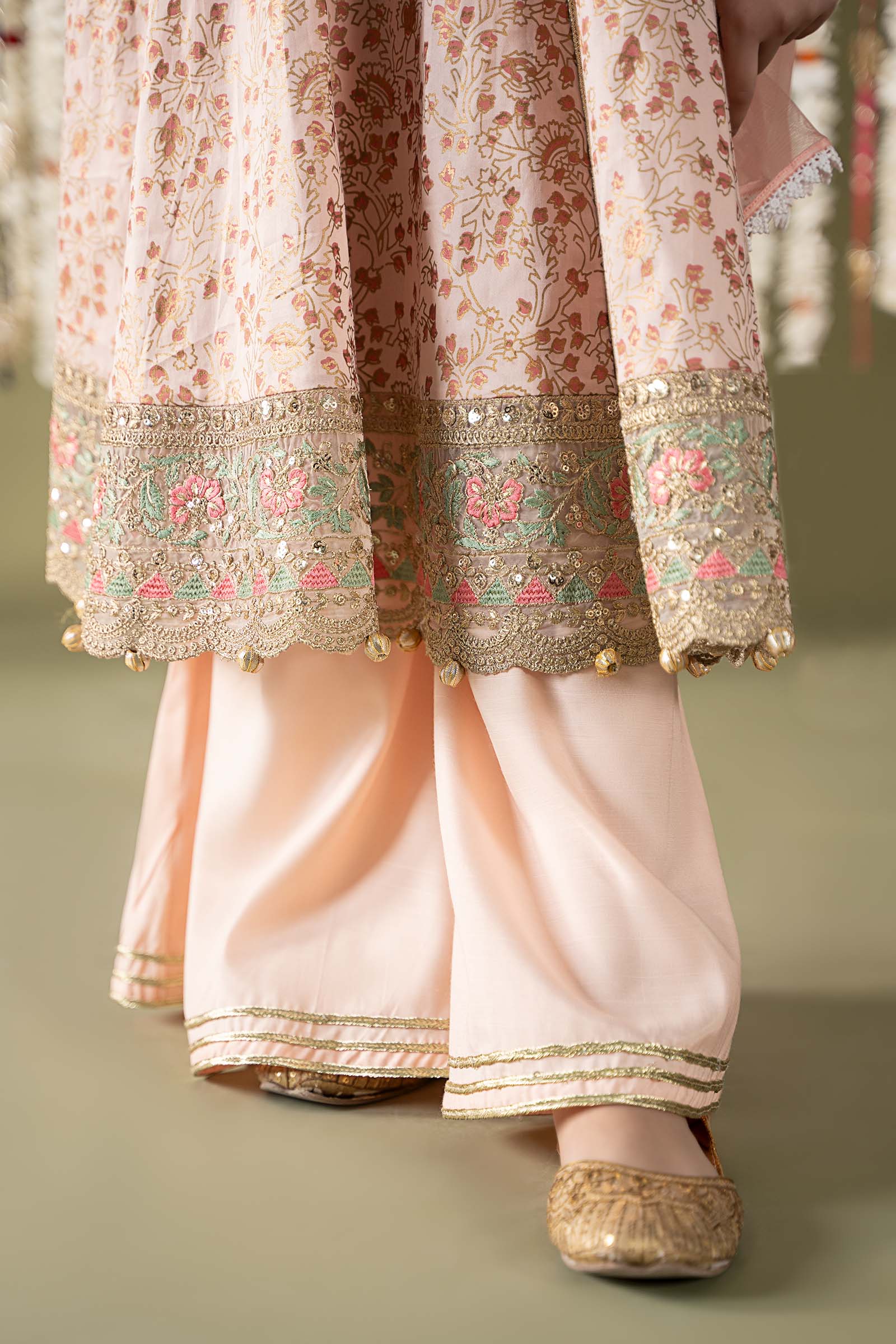 3 Piece Embroidered Cotton Satin Suit - Image 9