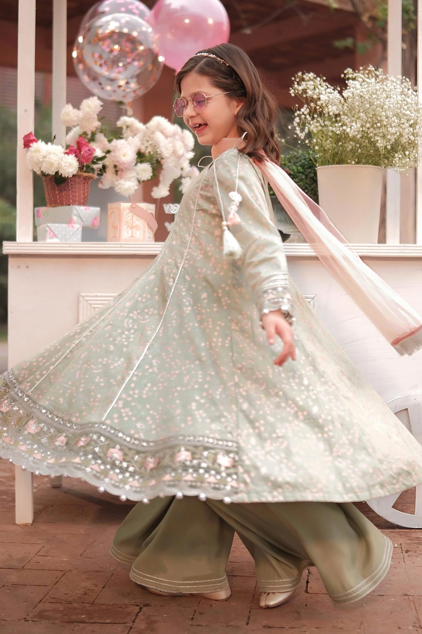 3 Piece Embroidered Cotton Satin Suit - Image 5