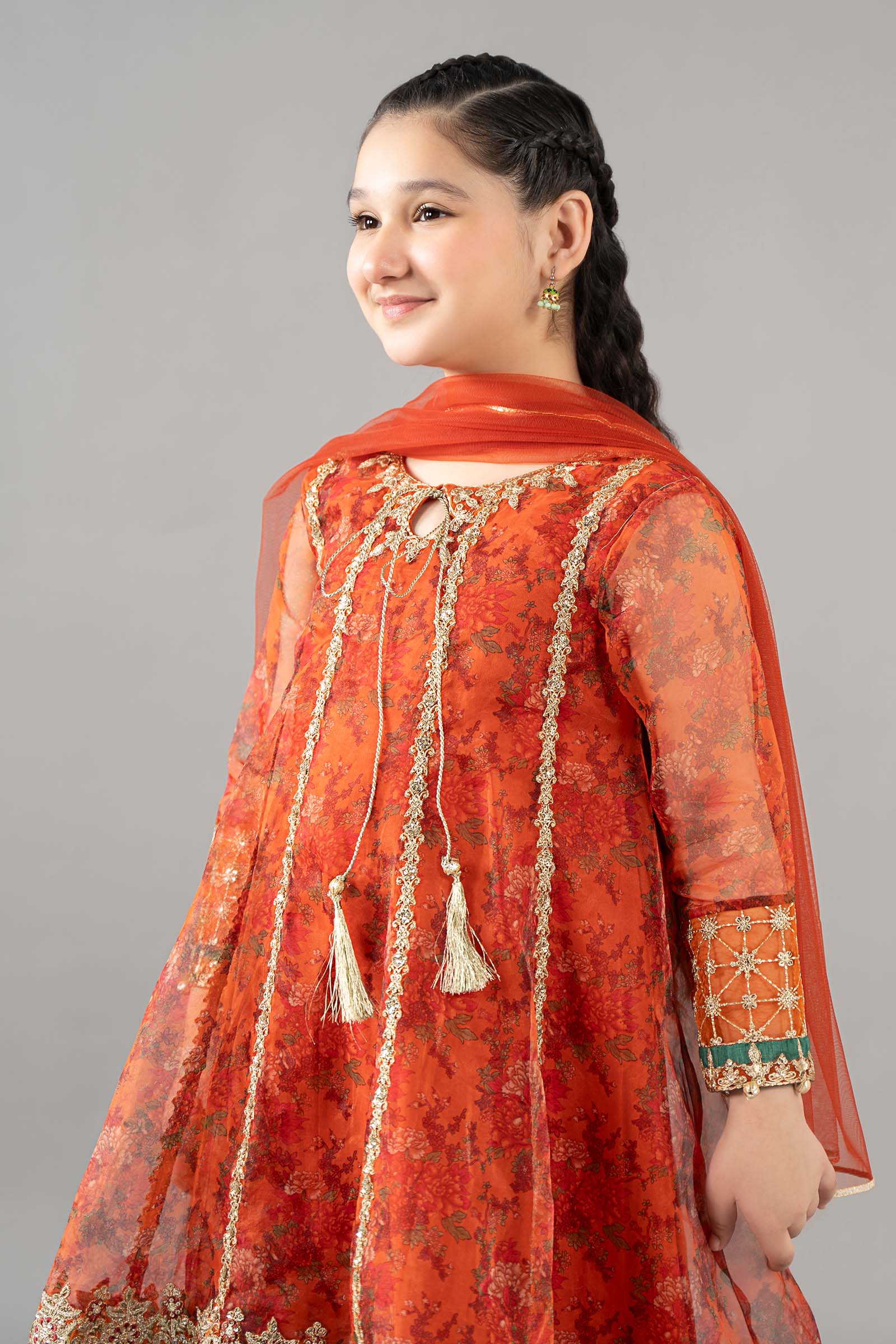 3 Piece Embroidered Poly Organza Suit - Image 2