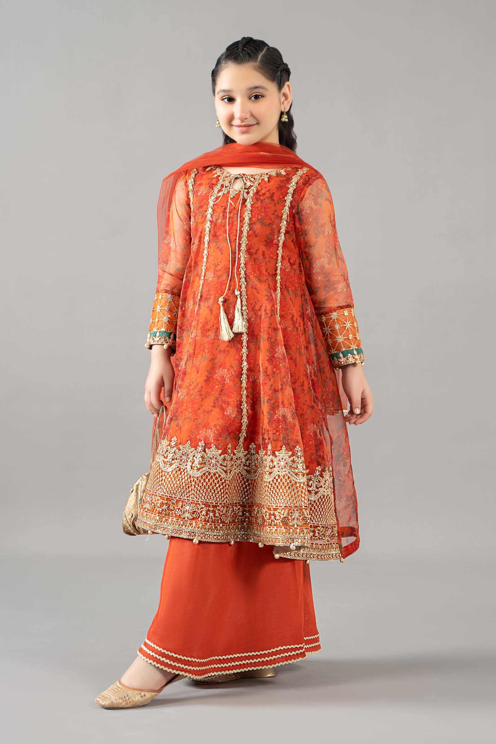 3 Piece Embroidered Poly Organza Suit - Image 3