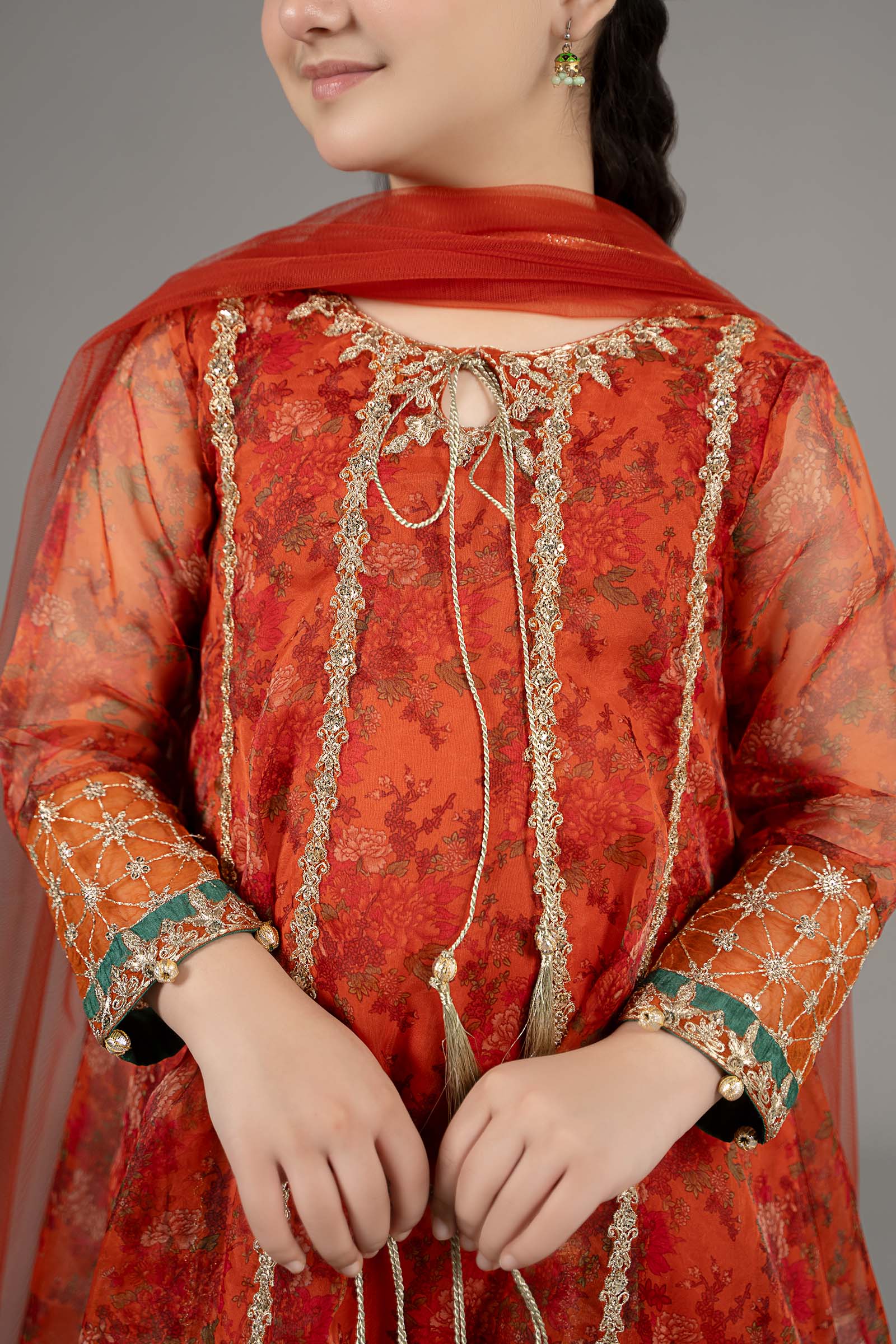 3 Piece Embroidered Poly Organza Suit - Image 5