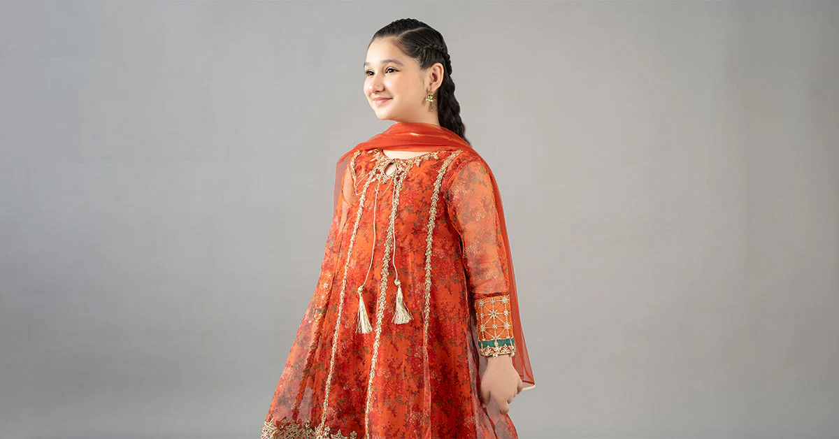 3 Piece Embroidered Poly Organza Suit - Image 8