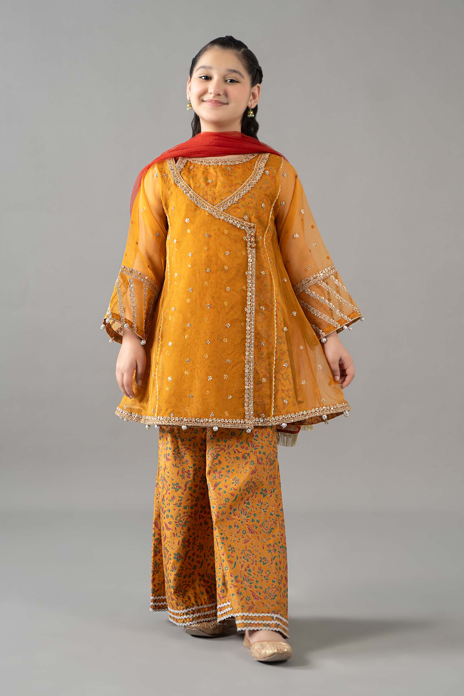 3 Piece Embroidered Poly Organza Suit