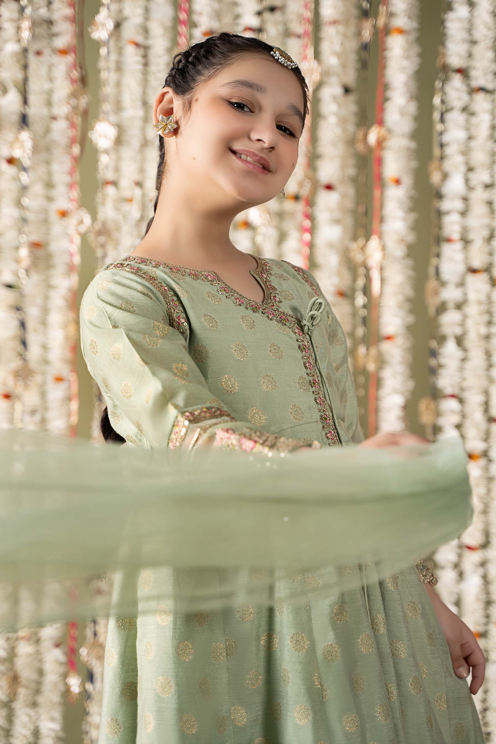 3 Piece Embroidered Cotton Lurex Suit - Image 2