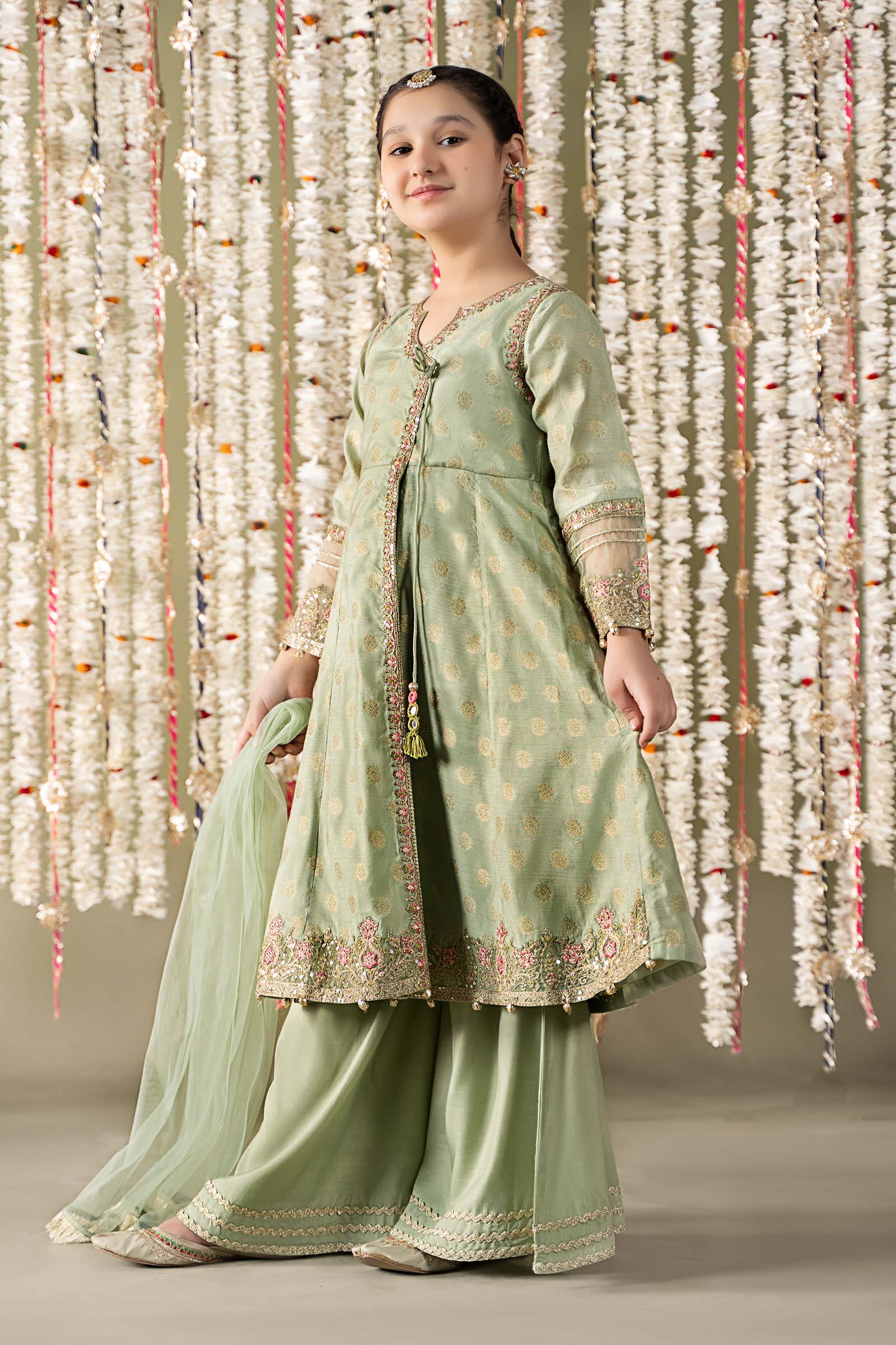 3 Piece Embroidered Cotton Lurex Suit - Image 5