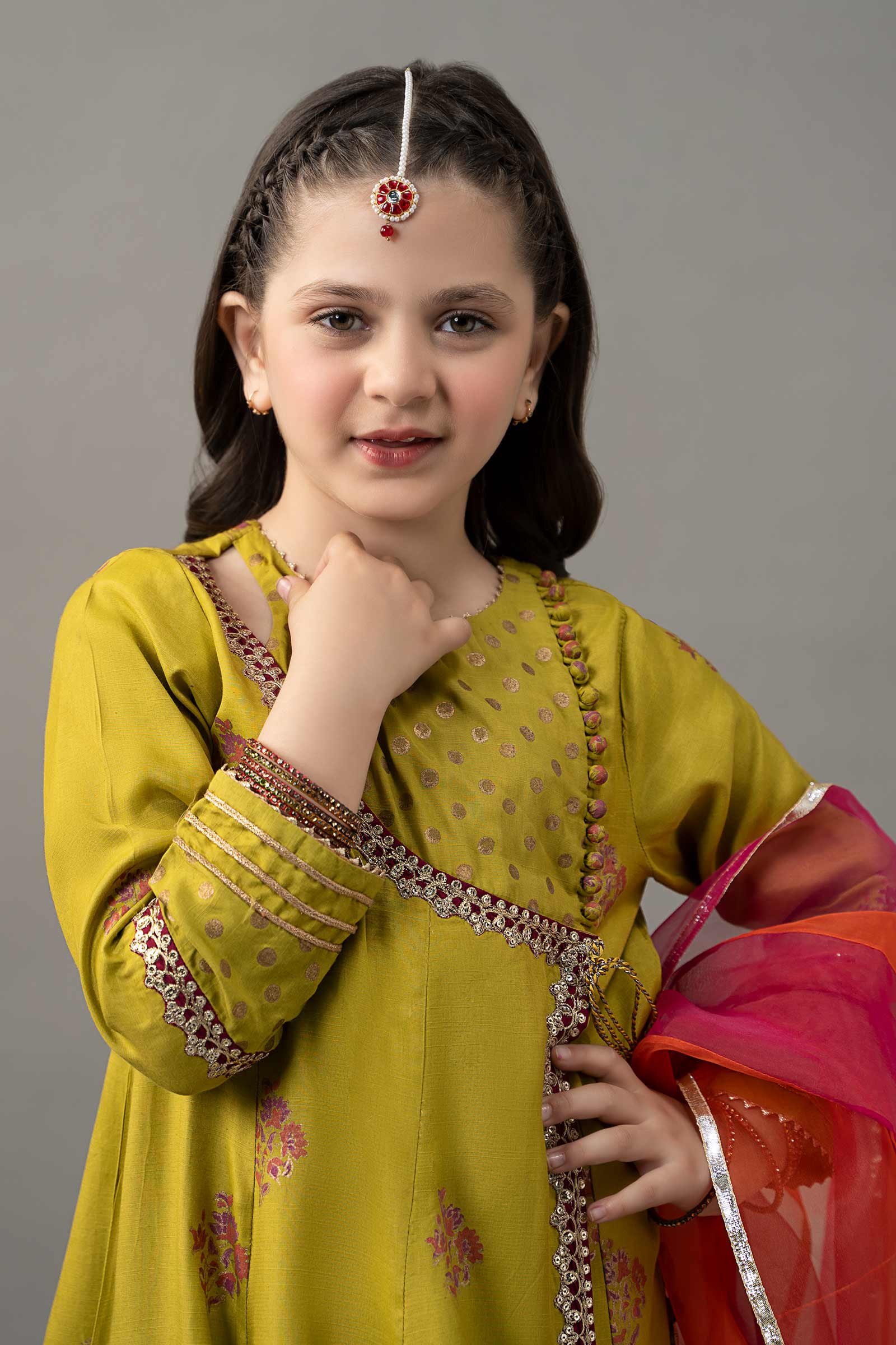 3 Piece Embroidered Raw Silk Suit - Image 2