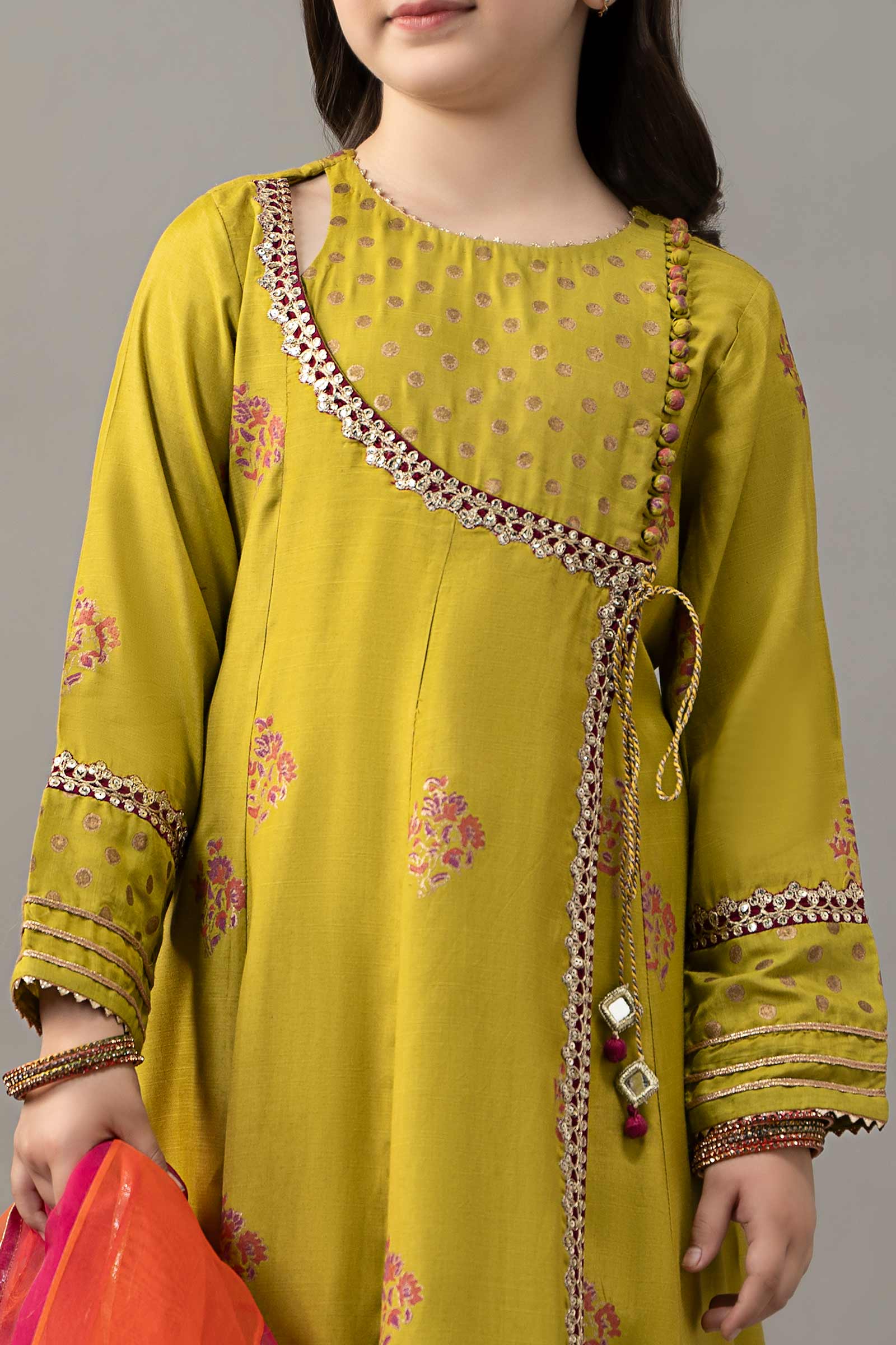3 Piece Embroidered Raw Silk Suit - Image 5