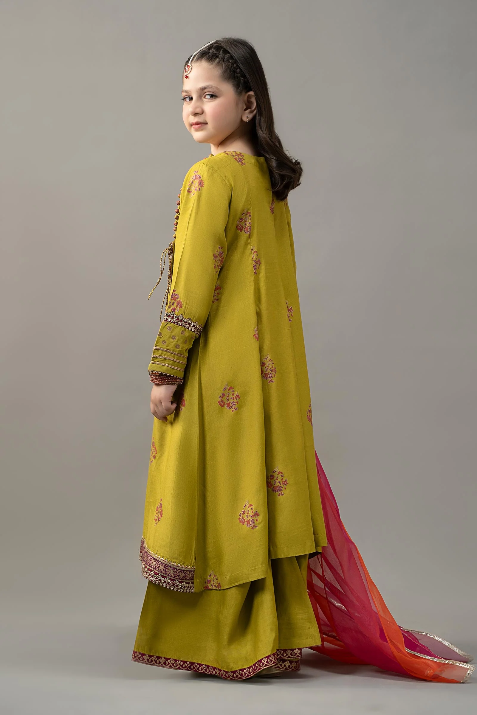 3 Piece Embroidered Raw Silk Suit - Image 8