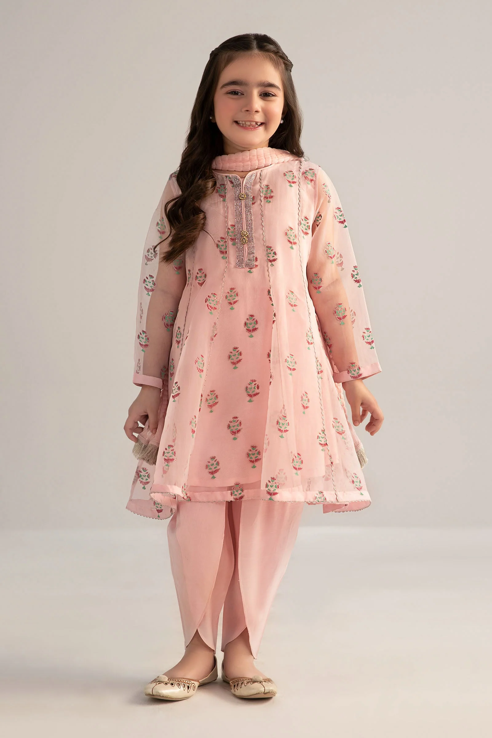 3 Piece Printed Poly Organza Suit