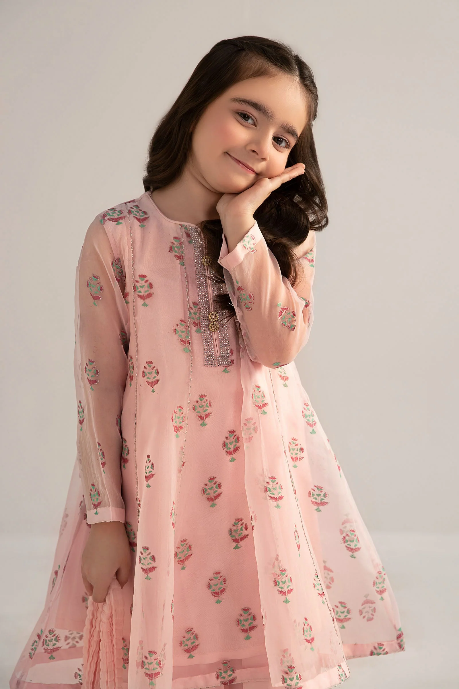 3 Piece Printed Poly Organza Suit - Image 2