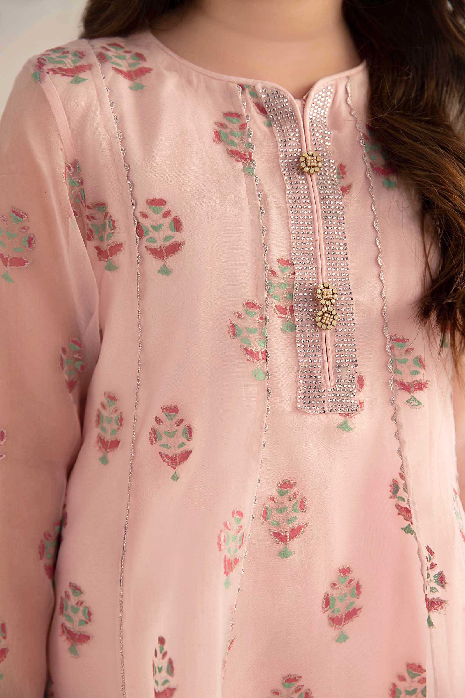 3 Piece Printed Poly Organza Suit - Image 3