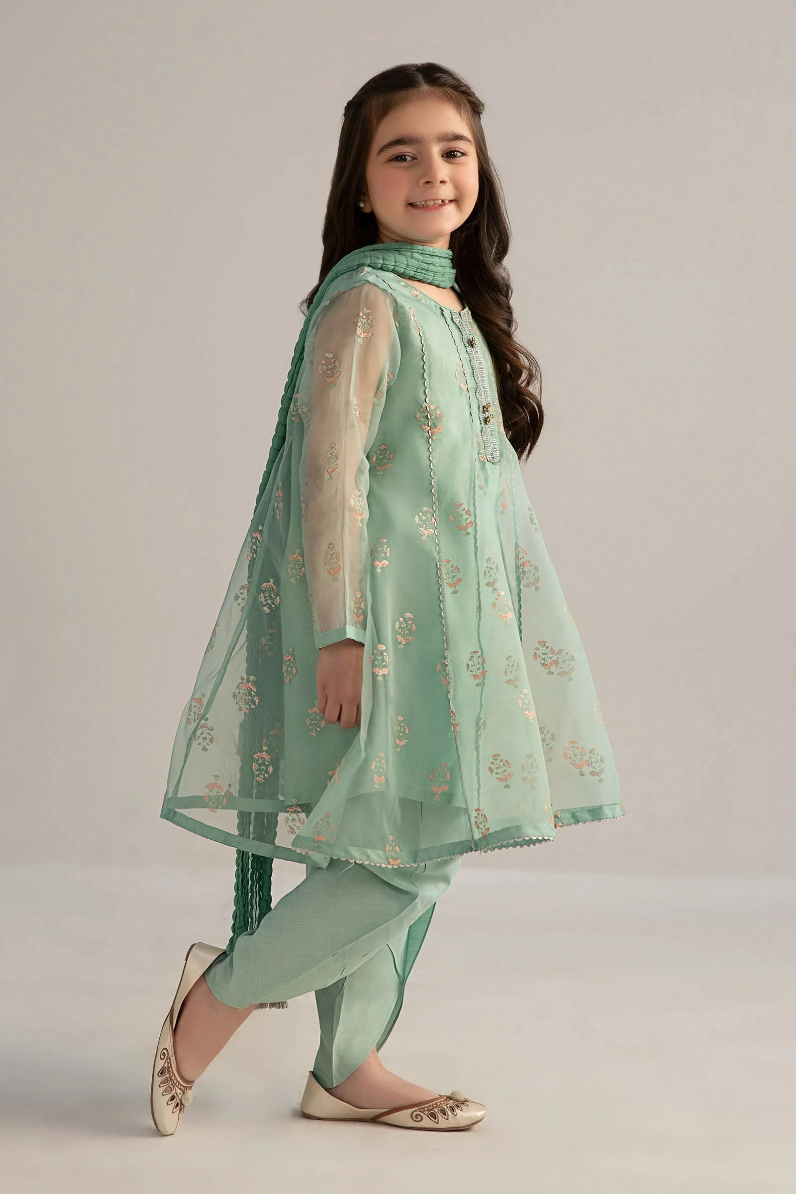 3 Piece Printed Poly Organza Suit - Image 4