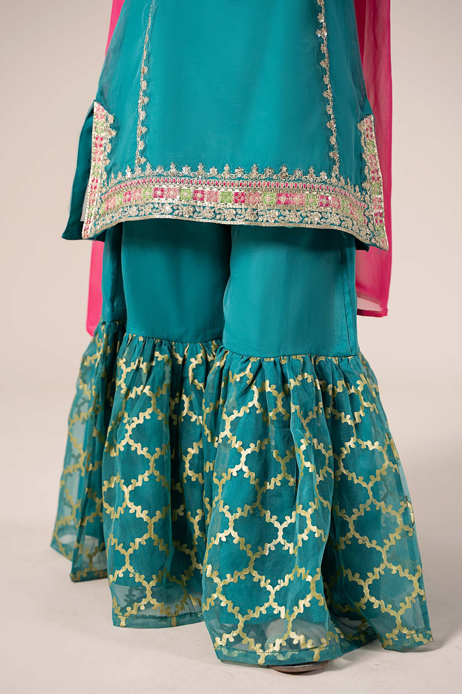 3 Piece Embroidered Organza Suit - Image 4