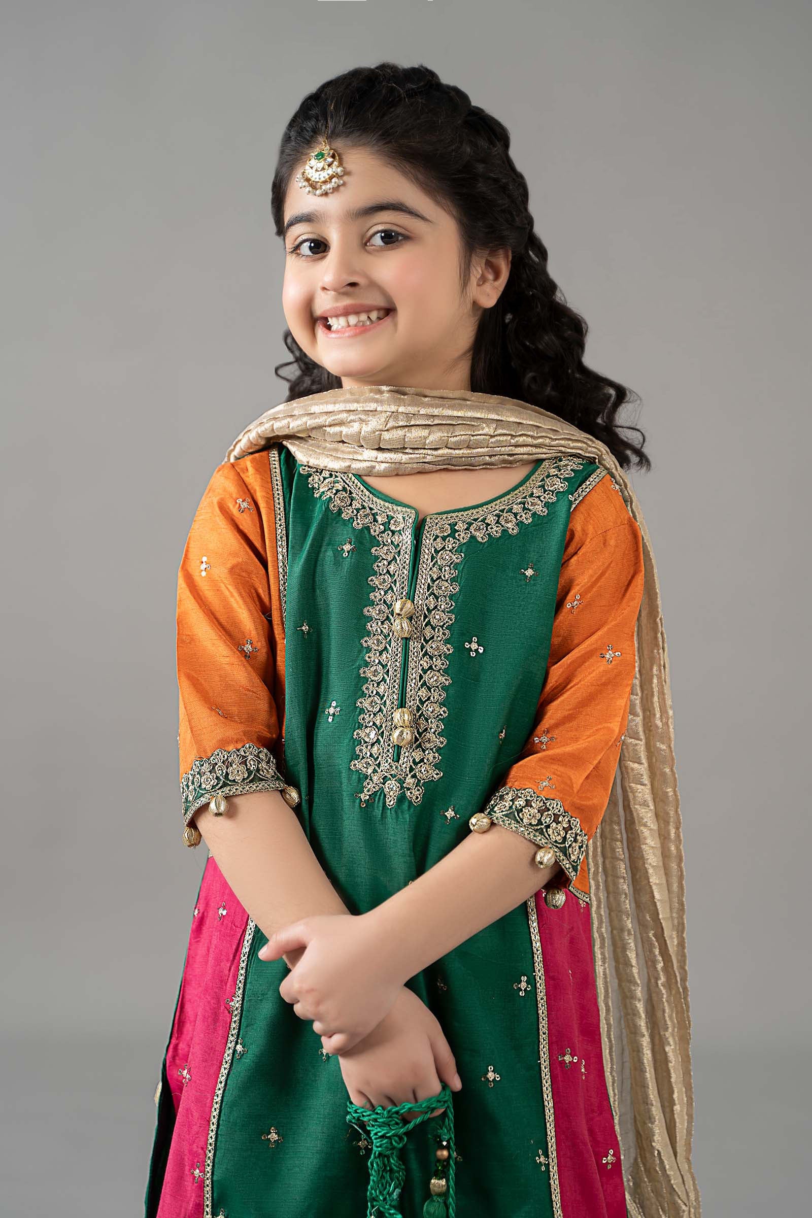 3 Piece Embroidered Raw Silk Suit - Image 2