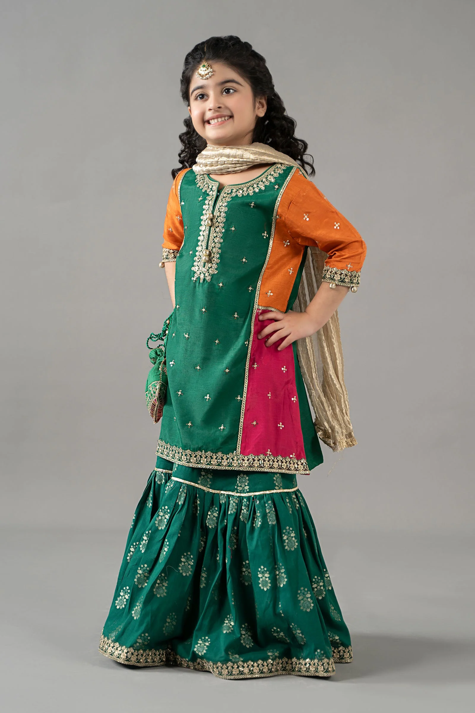 3 Piece Embroidered Raw Silk Suit - Image 4