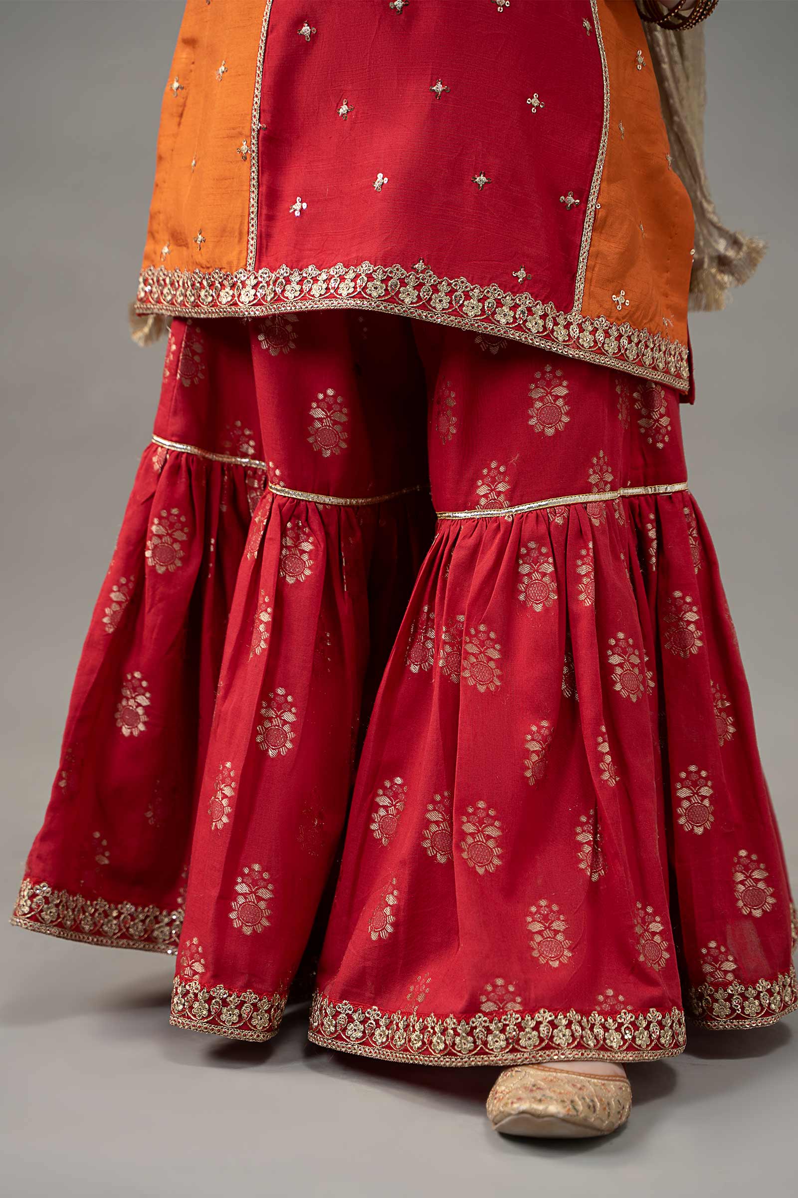 3 Piece Embroidered Raw Silk Suit - Image 3