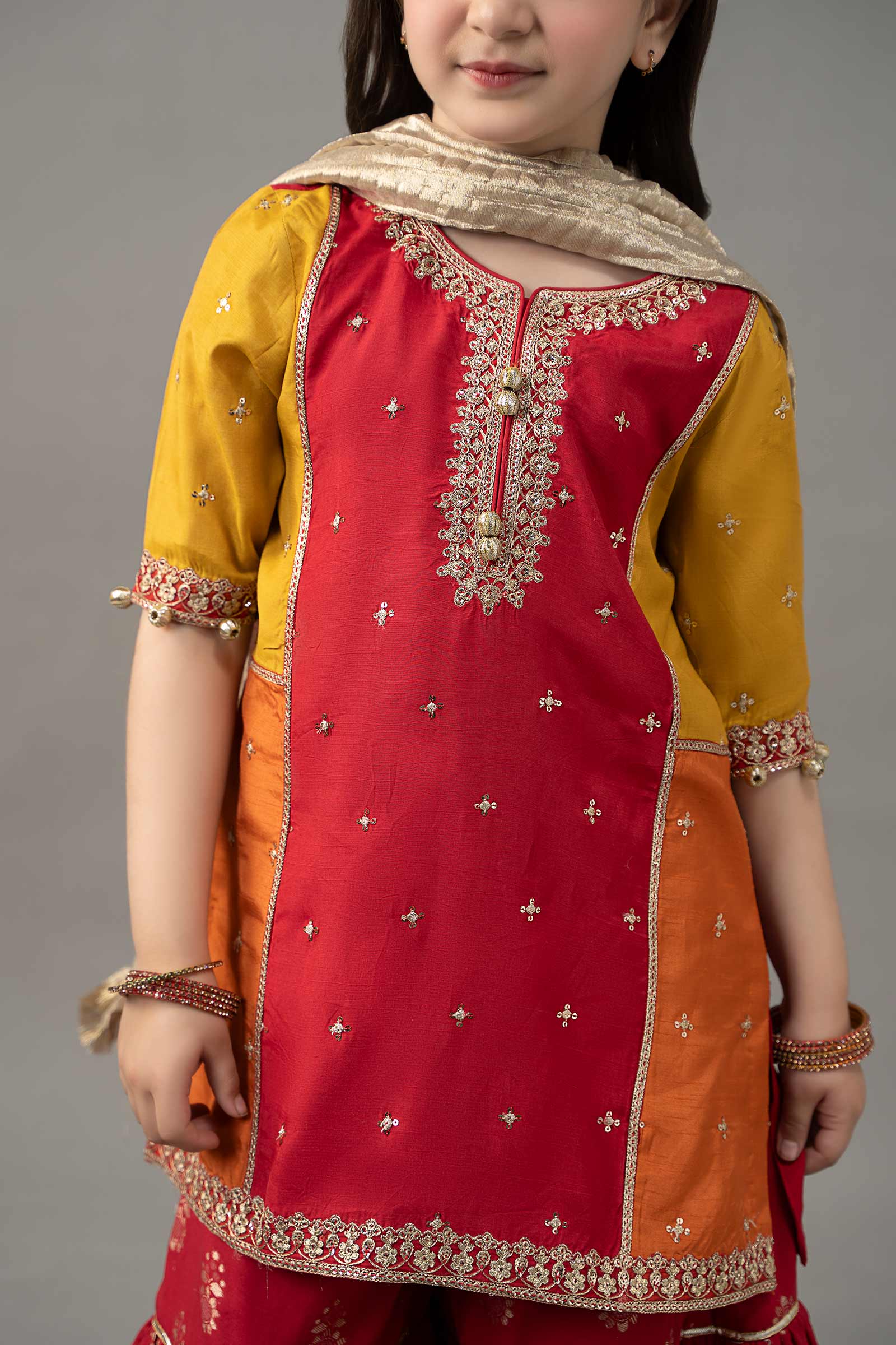 3 Piece Embroidered Raw Silk Suit - Image 4
