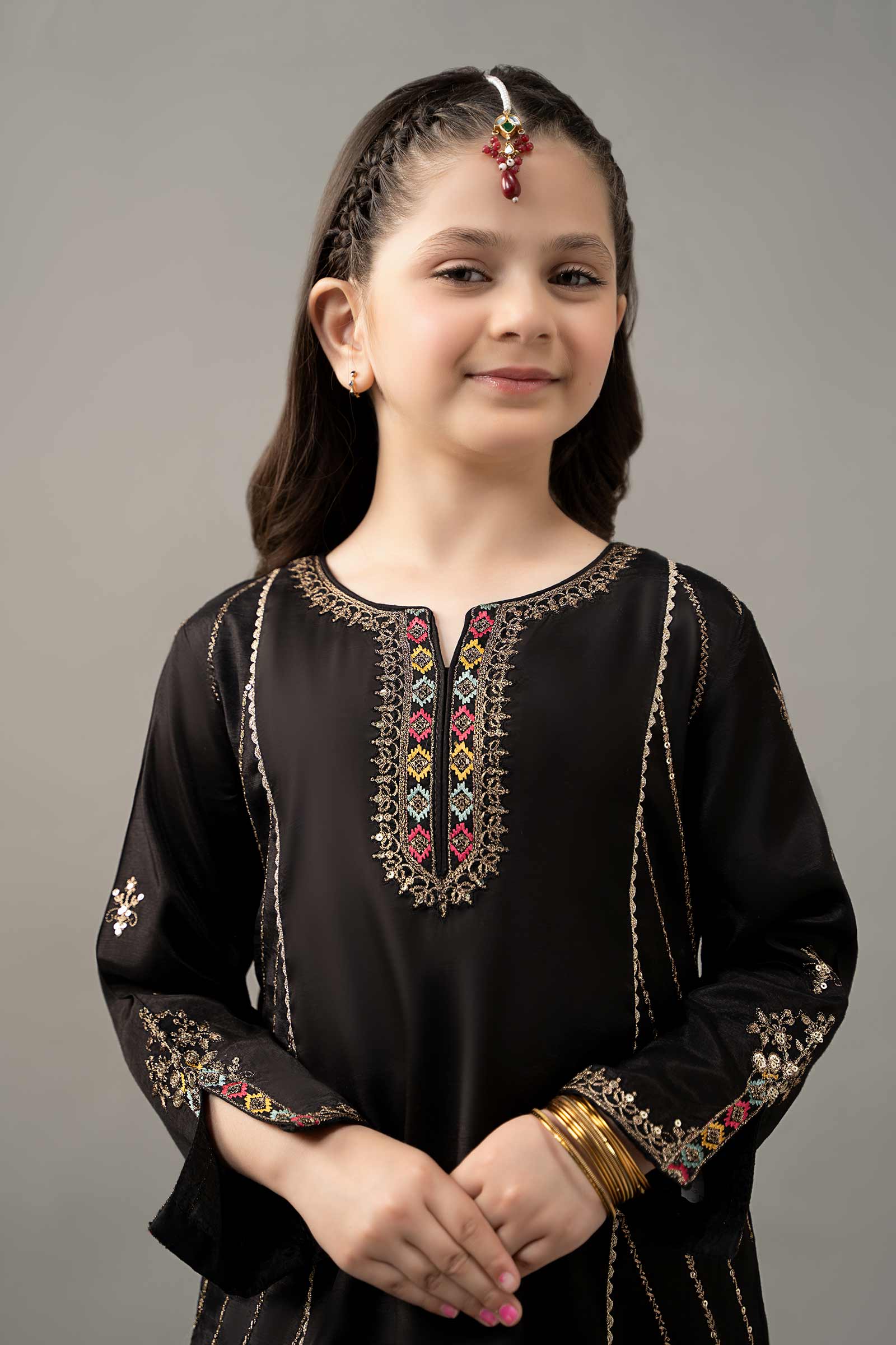 3 Piece Embroidered Raw Silk Suit - Image 3