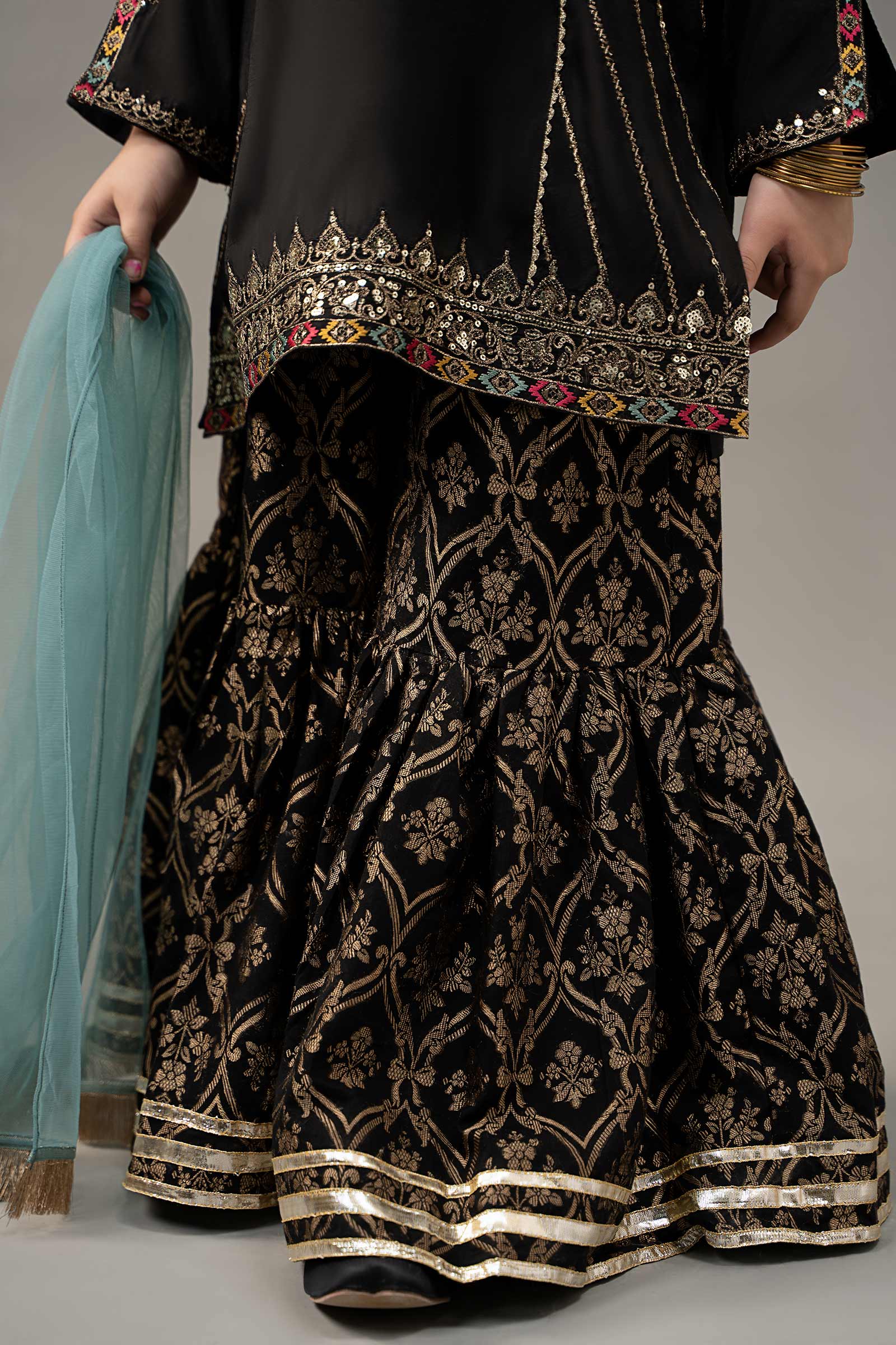 3 Piece Embroidered Raw Silk Suit - Image 5