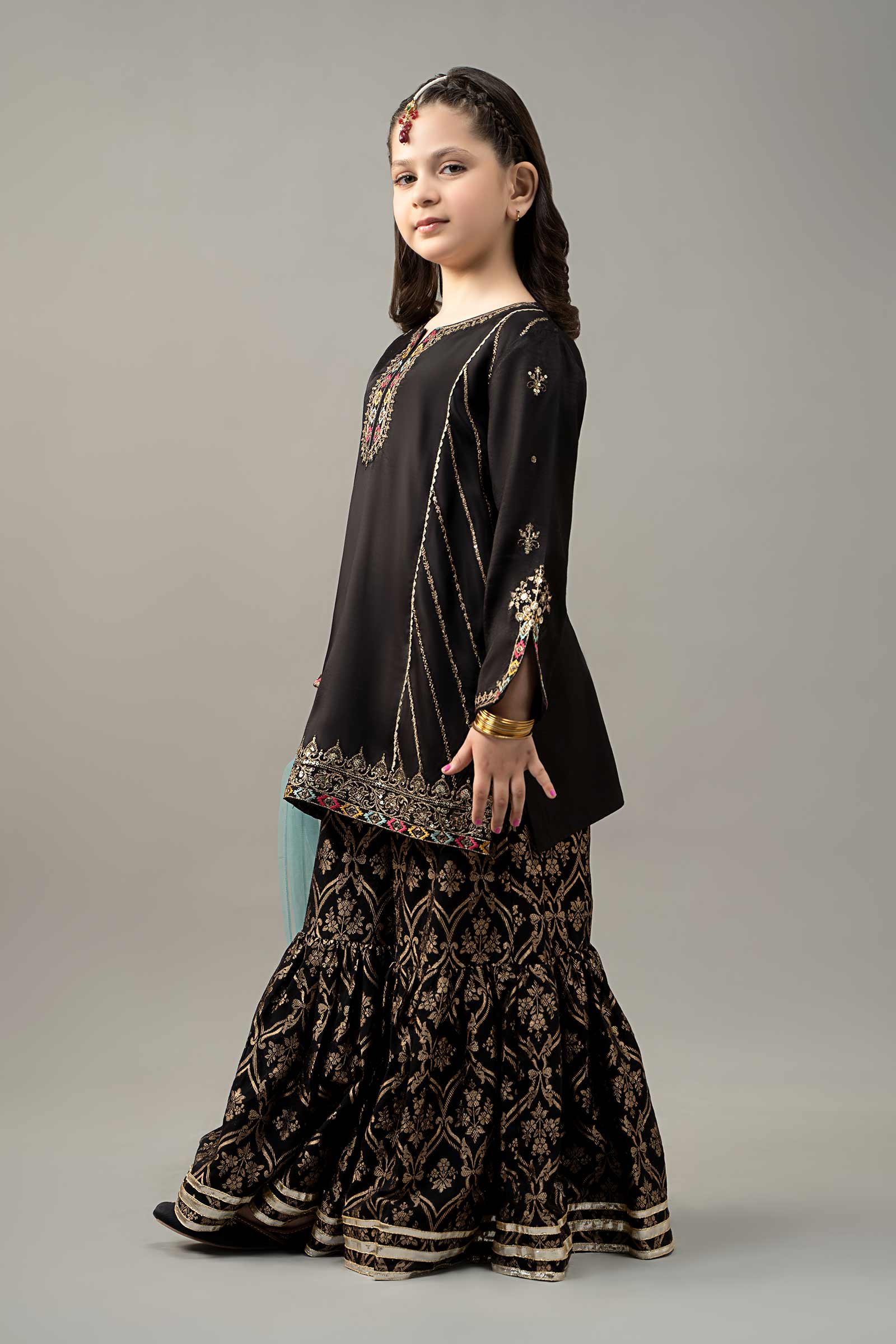 3 Piece Embroidered Raw Silk Suit - Image 6