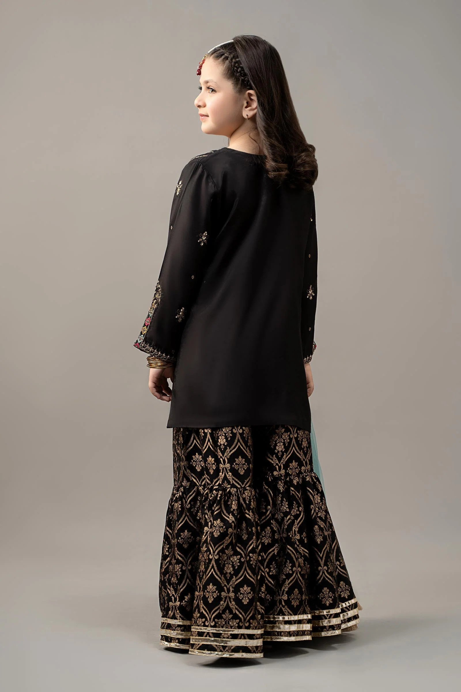 3 Piece Embroidered Raw Silk Suit - Image 7
