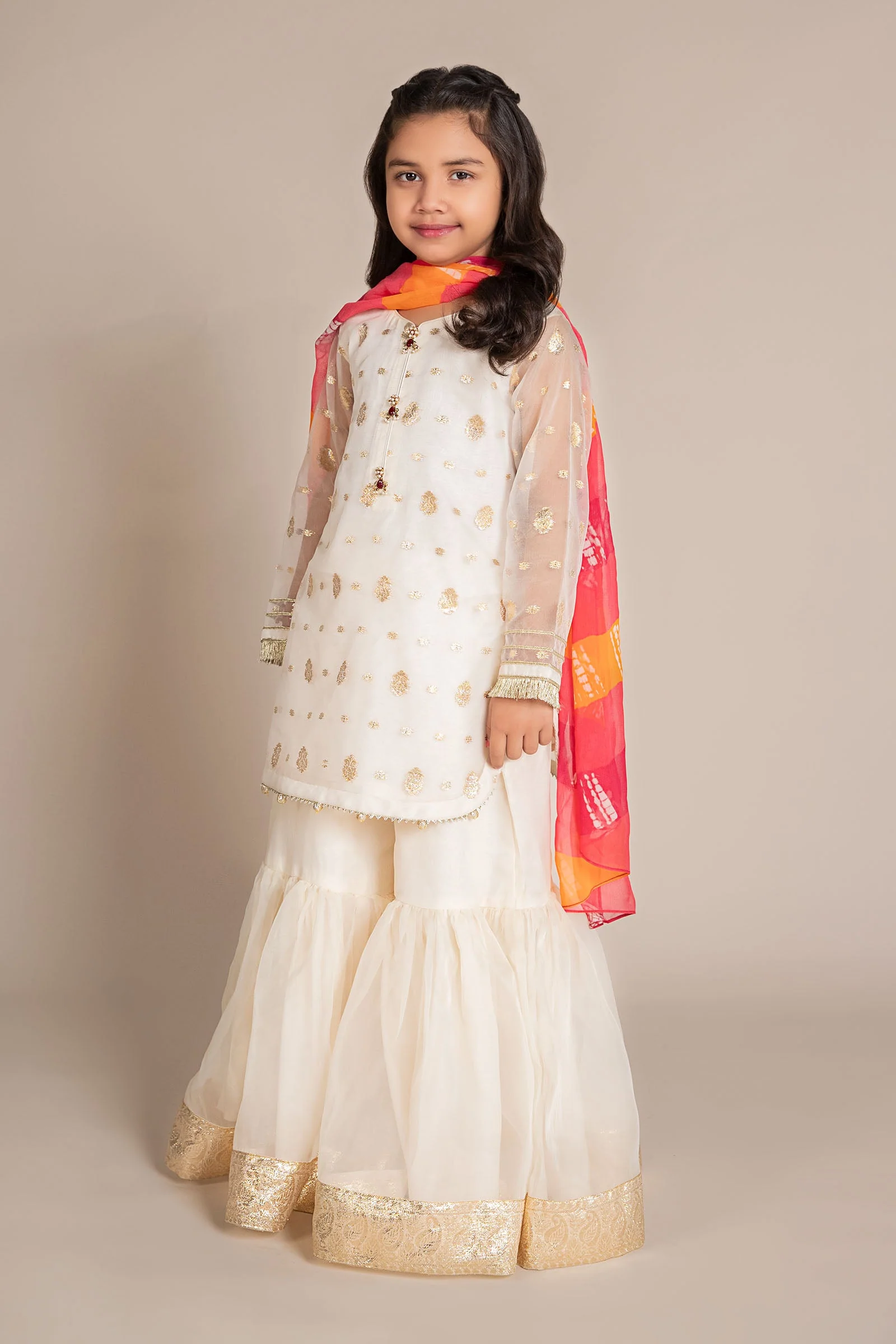 3 Piece Embroidered Organza Lurex Suit - Image 3