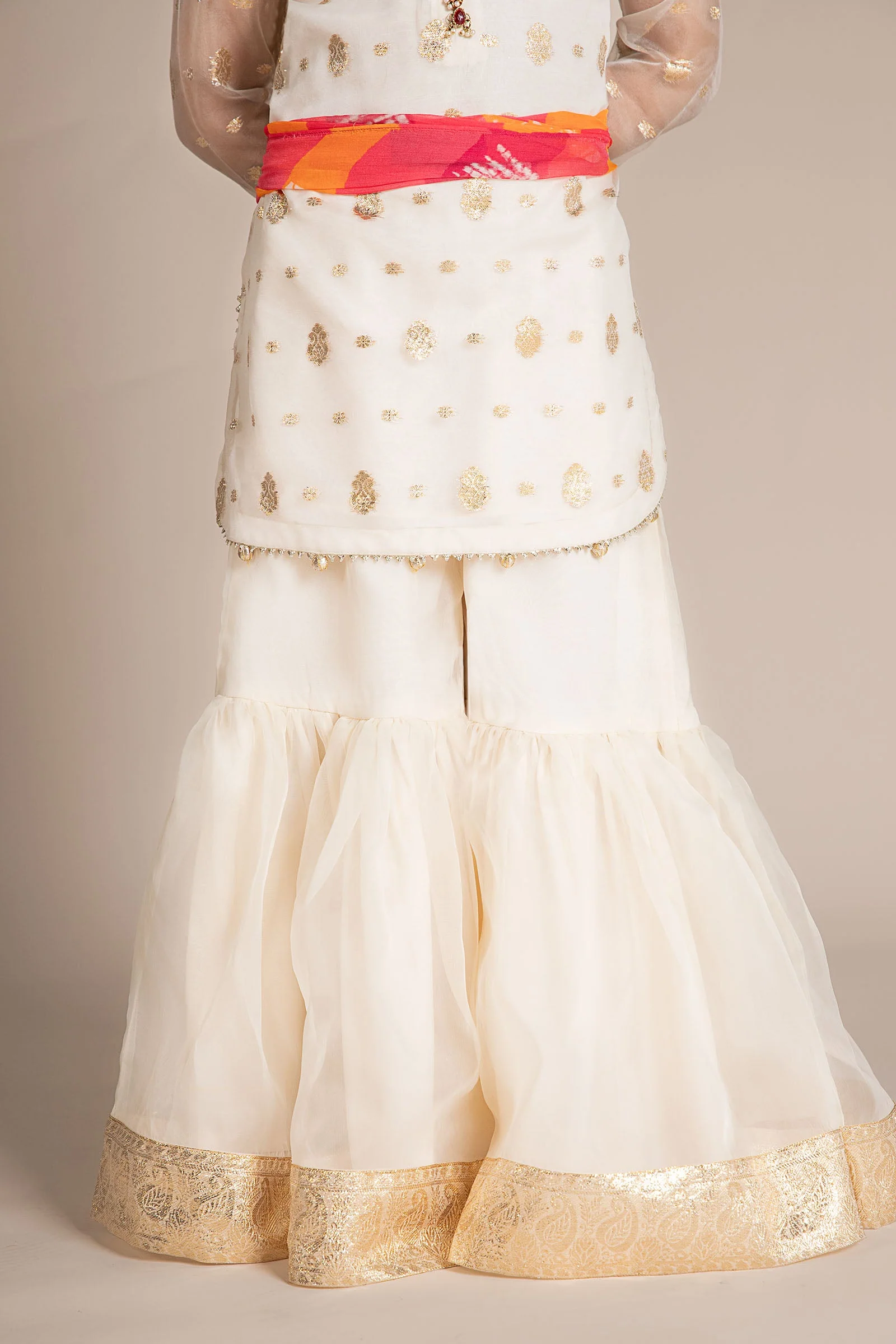 3 Piece Embroidered Organza Lurex Suit - Image 4