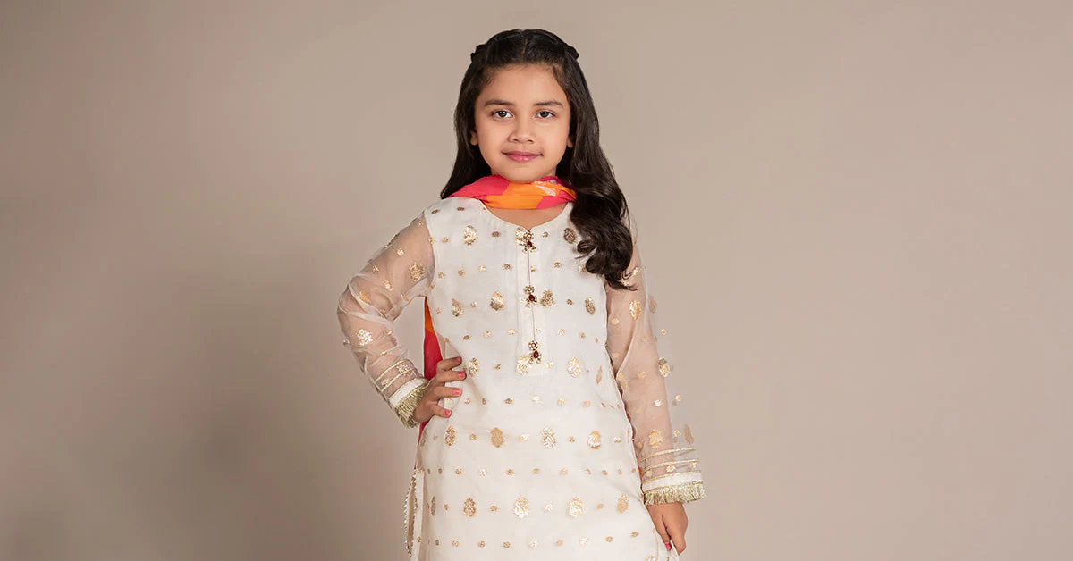 3 Piece Embroidered Organza Lurex Suit - Image 6