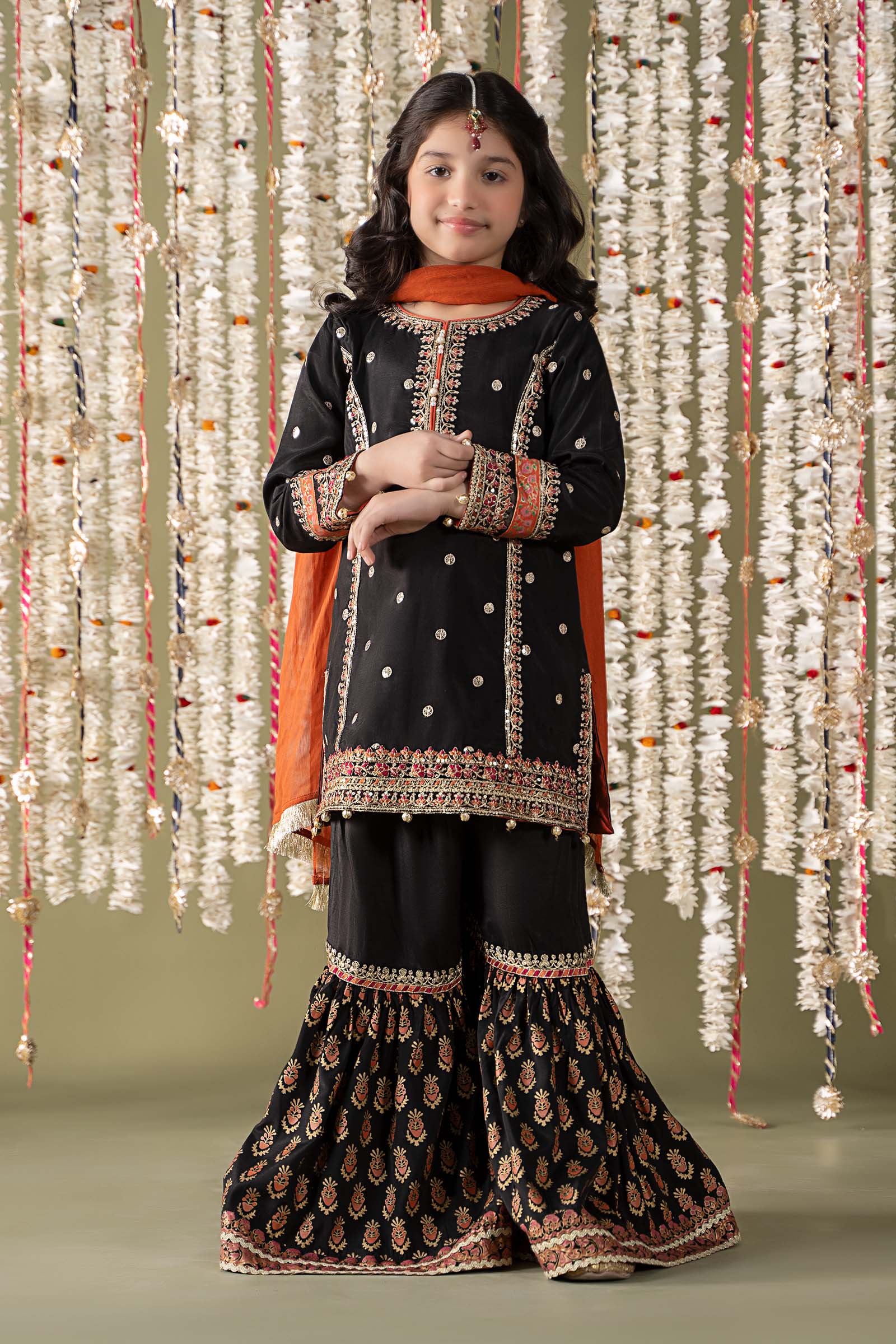 3 Piece Embroidered Raw Silk Suit - Image 3