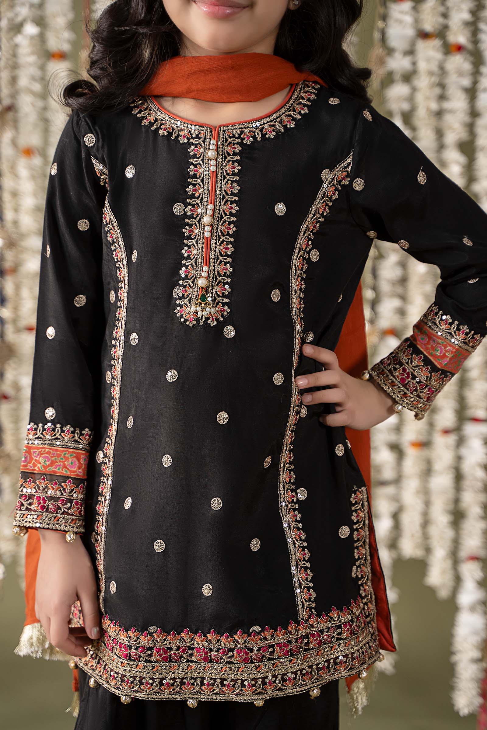 3 Piece Embroidered Raw Silk Suit - Image 6