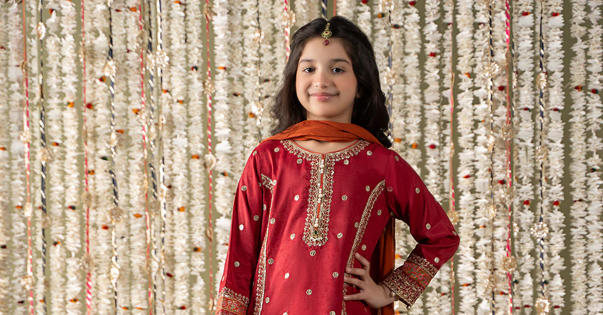3 Piece Embroidered Raw Silk Suit - Image 6