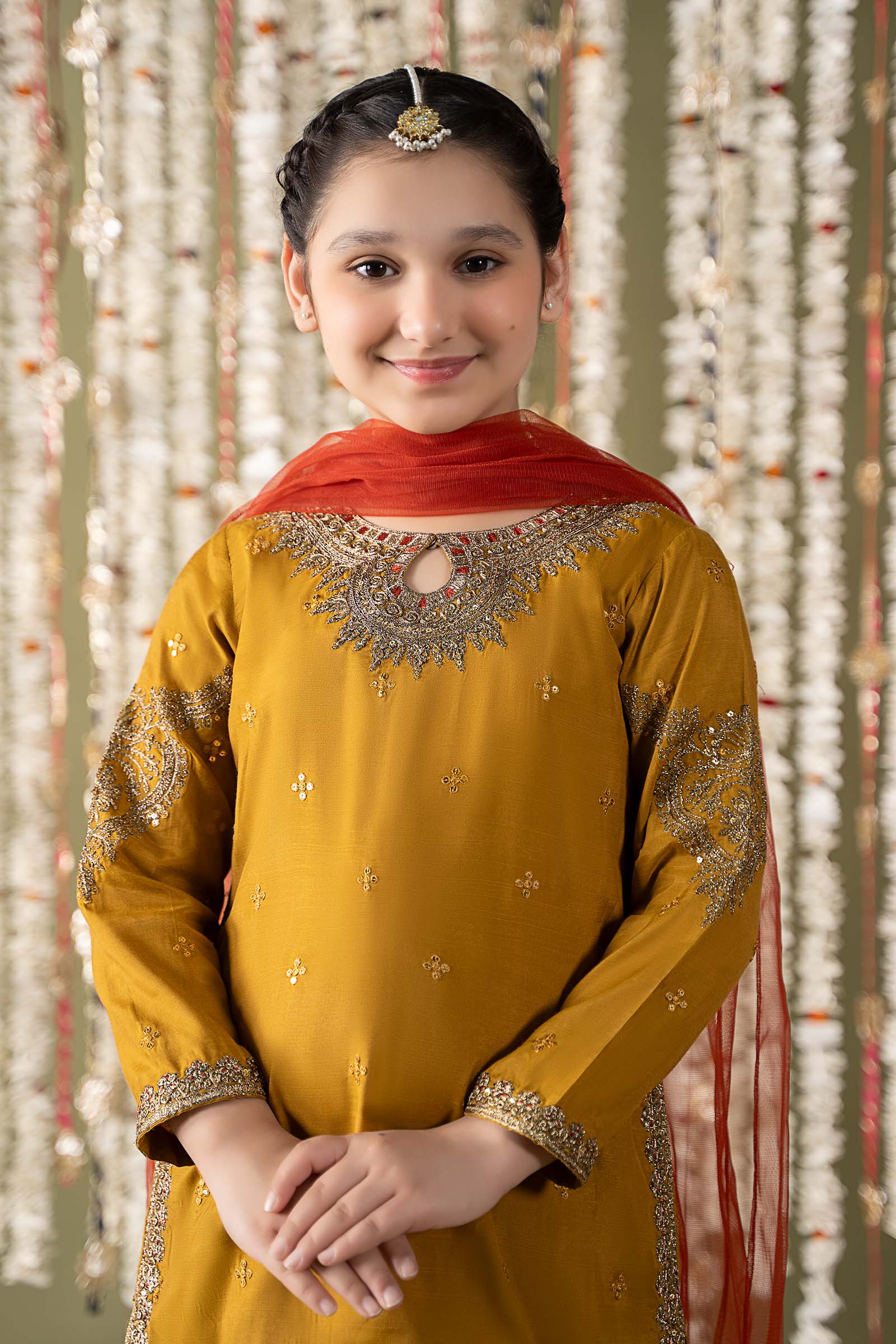 3 Piece Embroidered Raw Silk Suit - Image 2