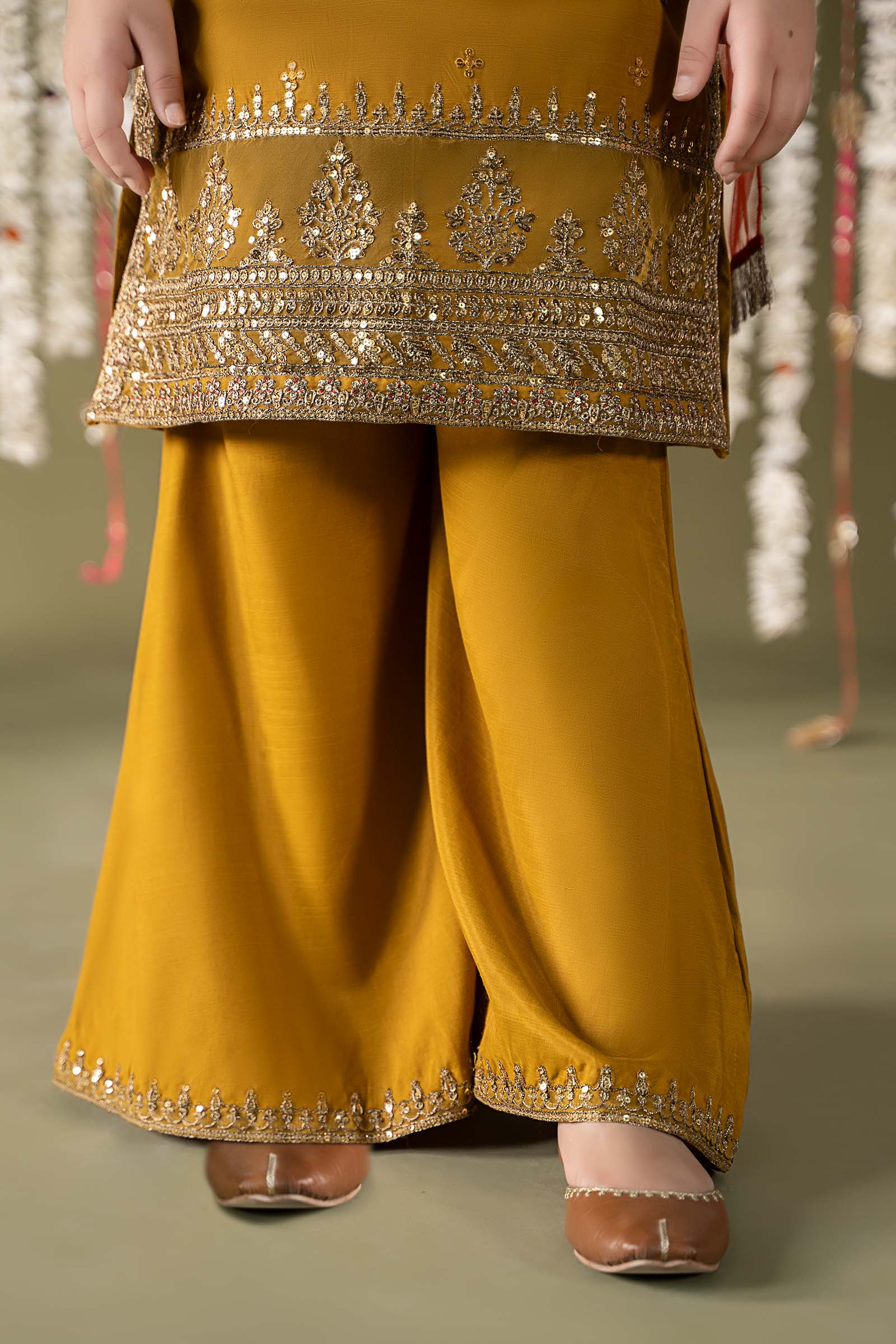 3 Piece Embroidered Raw Silk Suit - Image 4