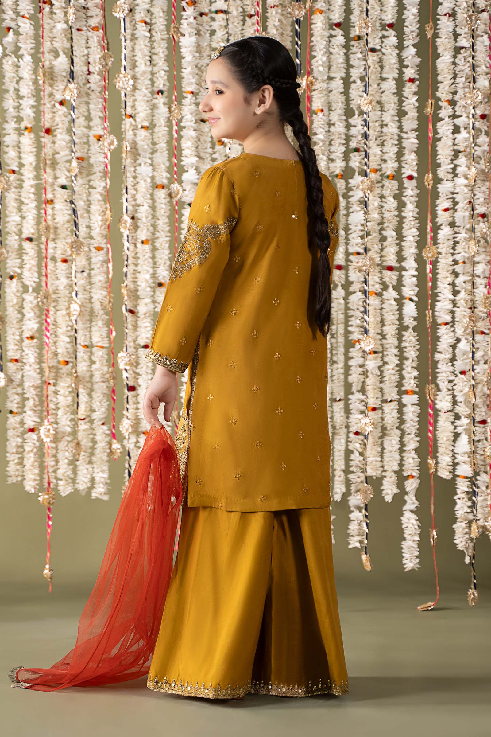 3 Piece Embroidered Raw Silk Suit - Image 6