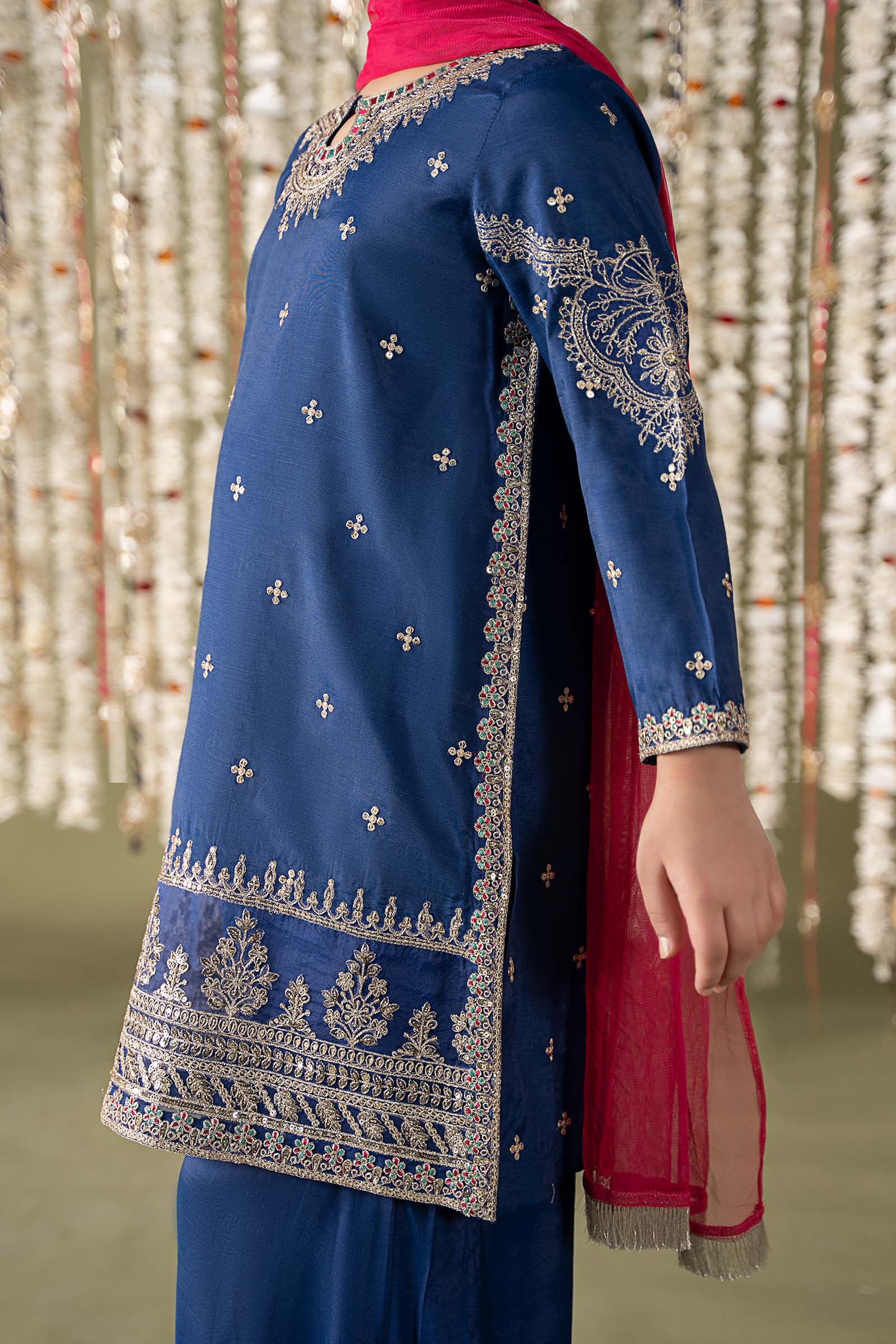 3 Piece Embroidered Raw Silk Suit - Image 3