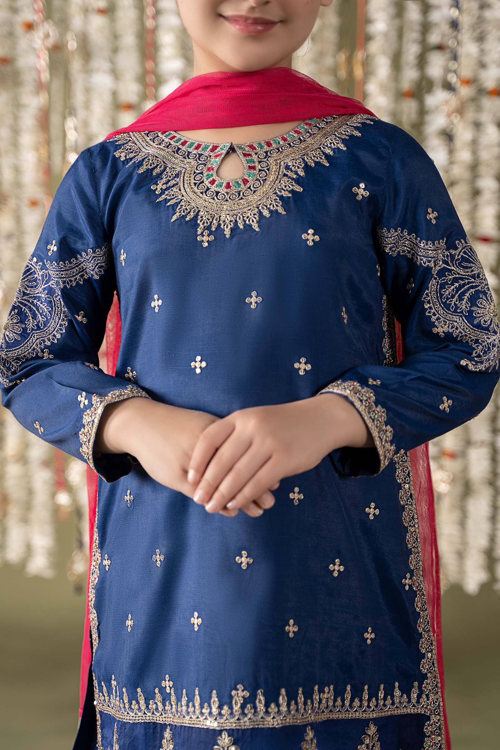 3 Piece Embroidered Raw Silk Suit - Image 4