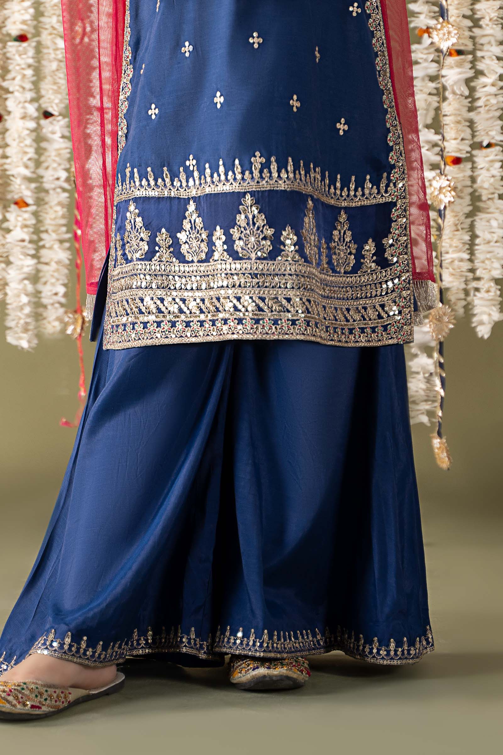 3 Piece Embroidered Raw Silk Suit - Image 5