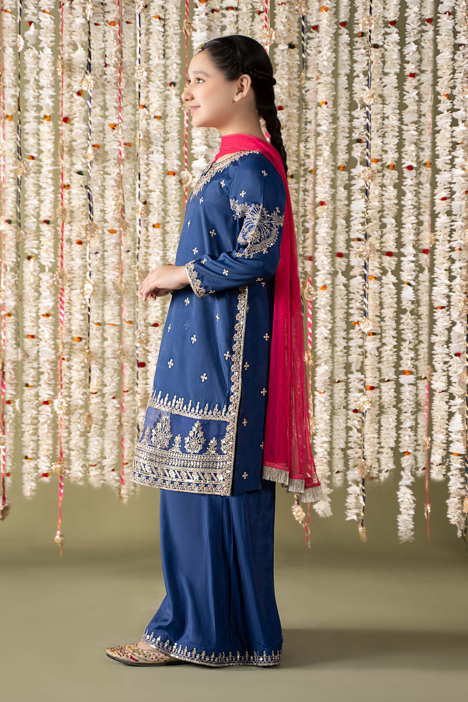 3 Piece Embroidered Raw Silk Suit - Image 6