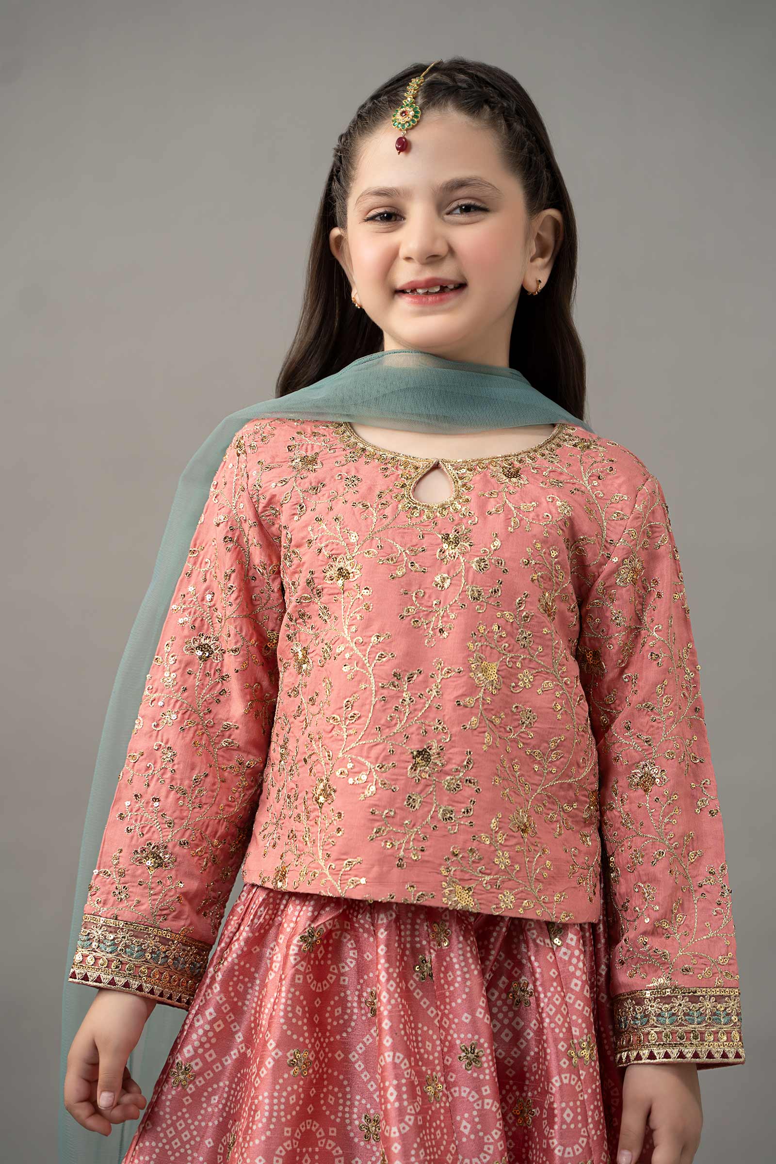 3 Piece Embroidered Raw Silk Suit - Image 2