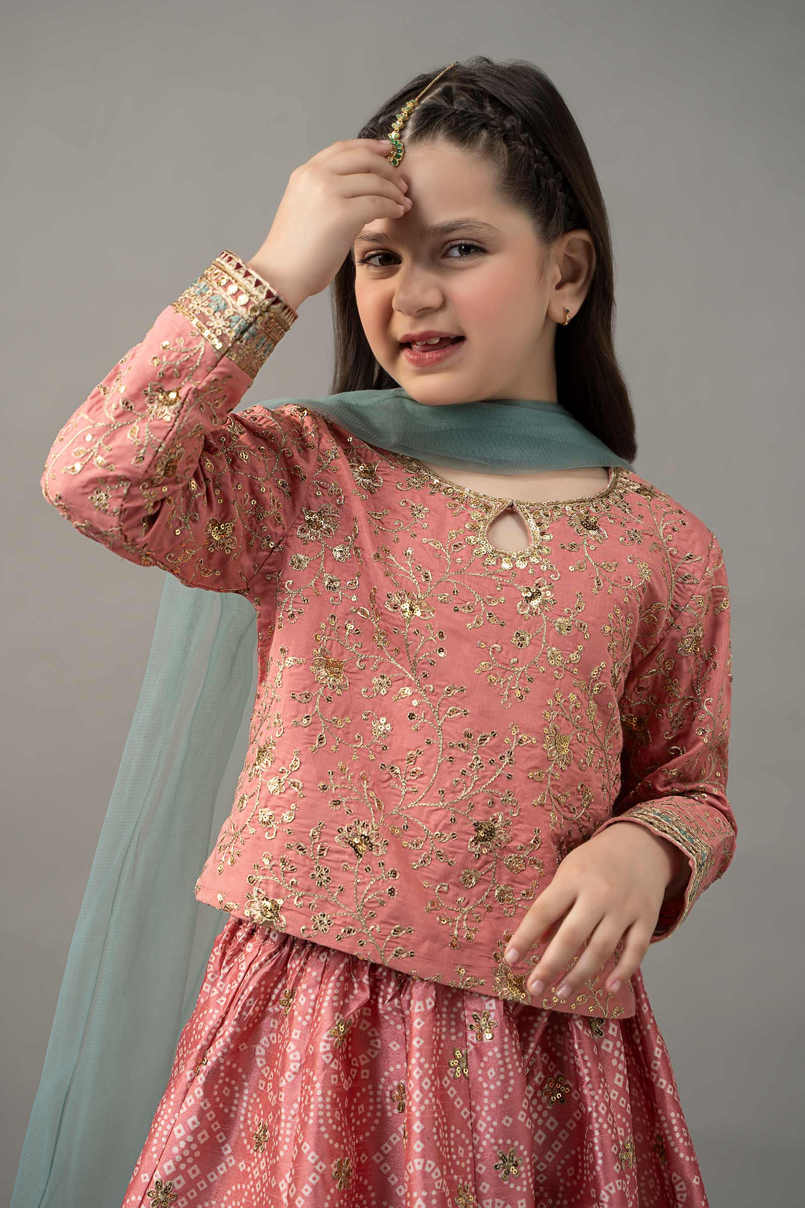 3 Piece Embroidered Raw Silk Suit - Image 3